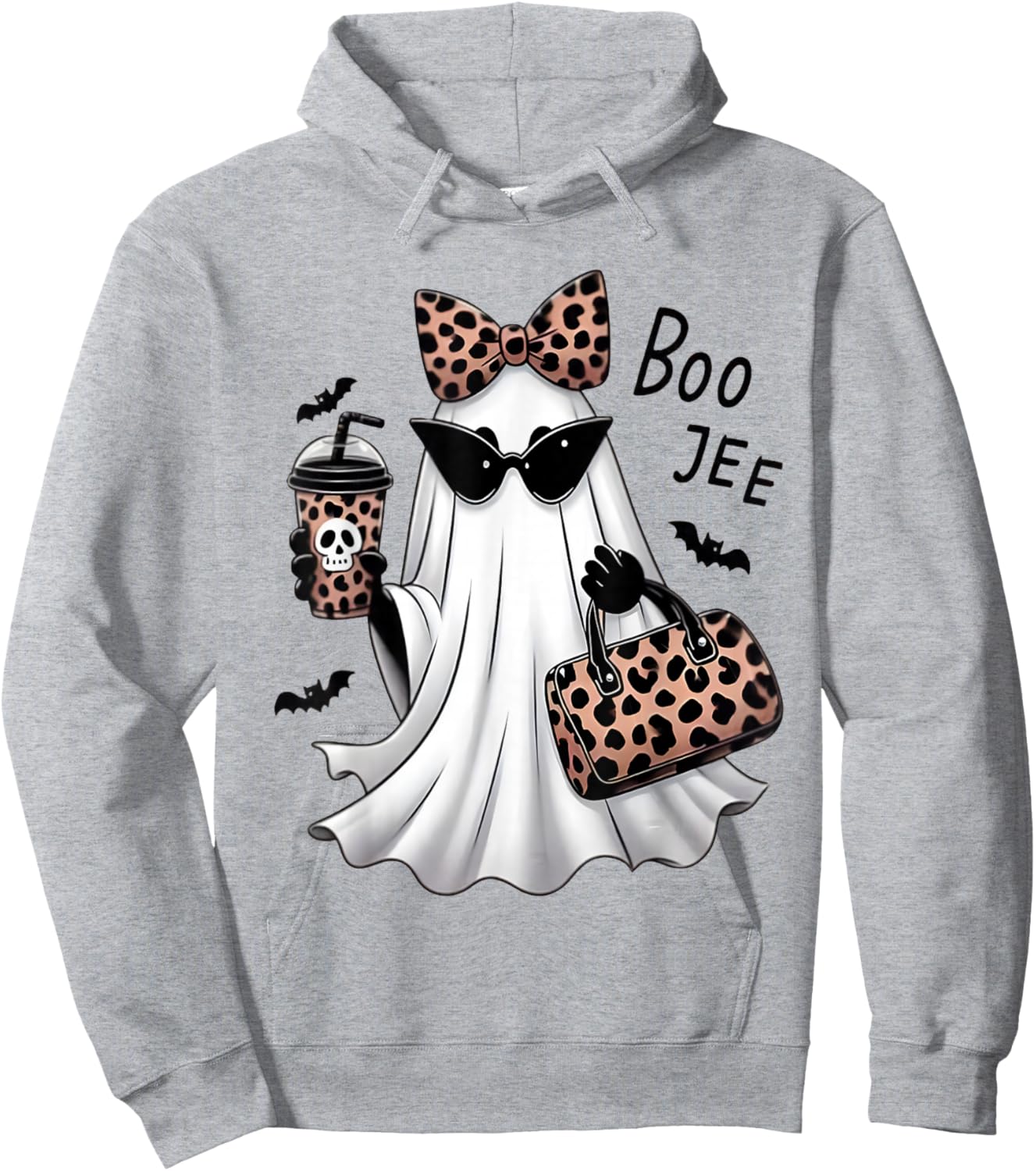 Boo JEE Ghost Spooky Vibes Halloween Boujee Women Funny Hoodie - Hoodie | Ash