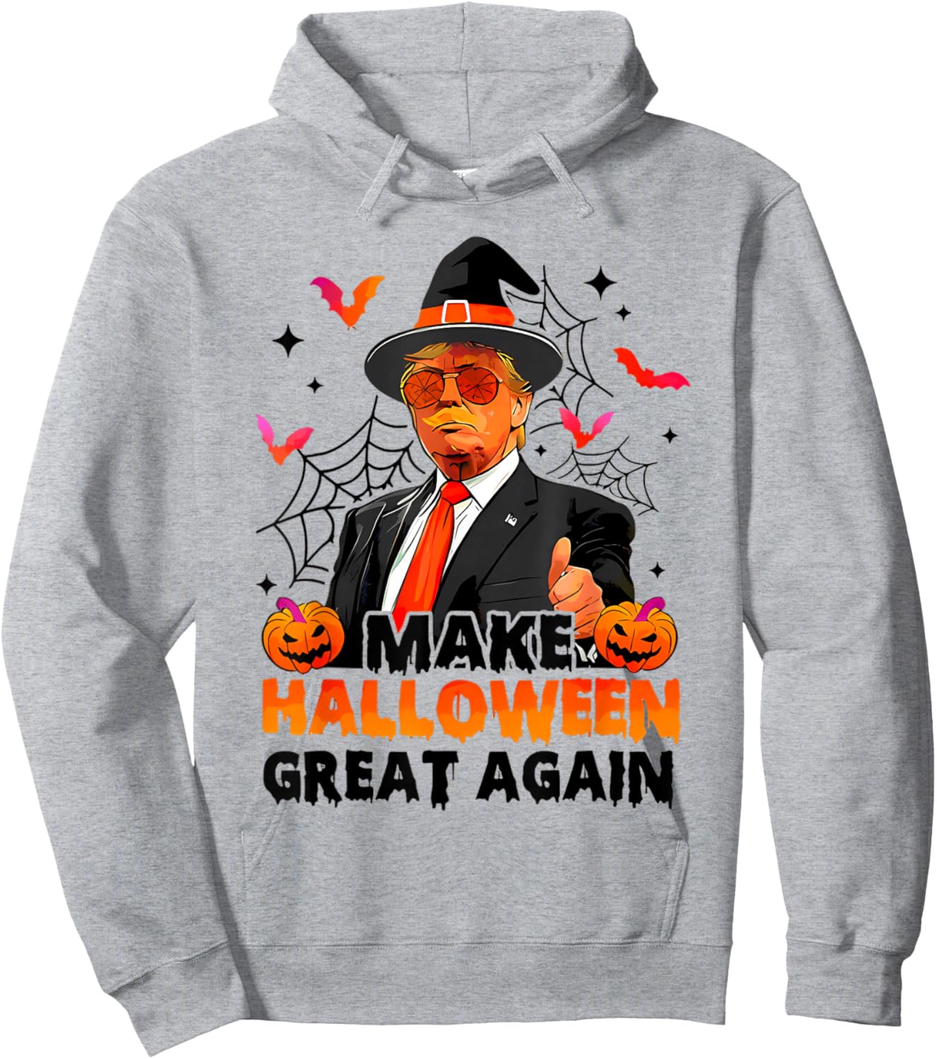 Make Halloween Great Again Funny Trump Spooky Trick Or Treat Hoodie - Hoodie | Ash