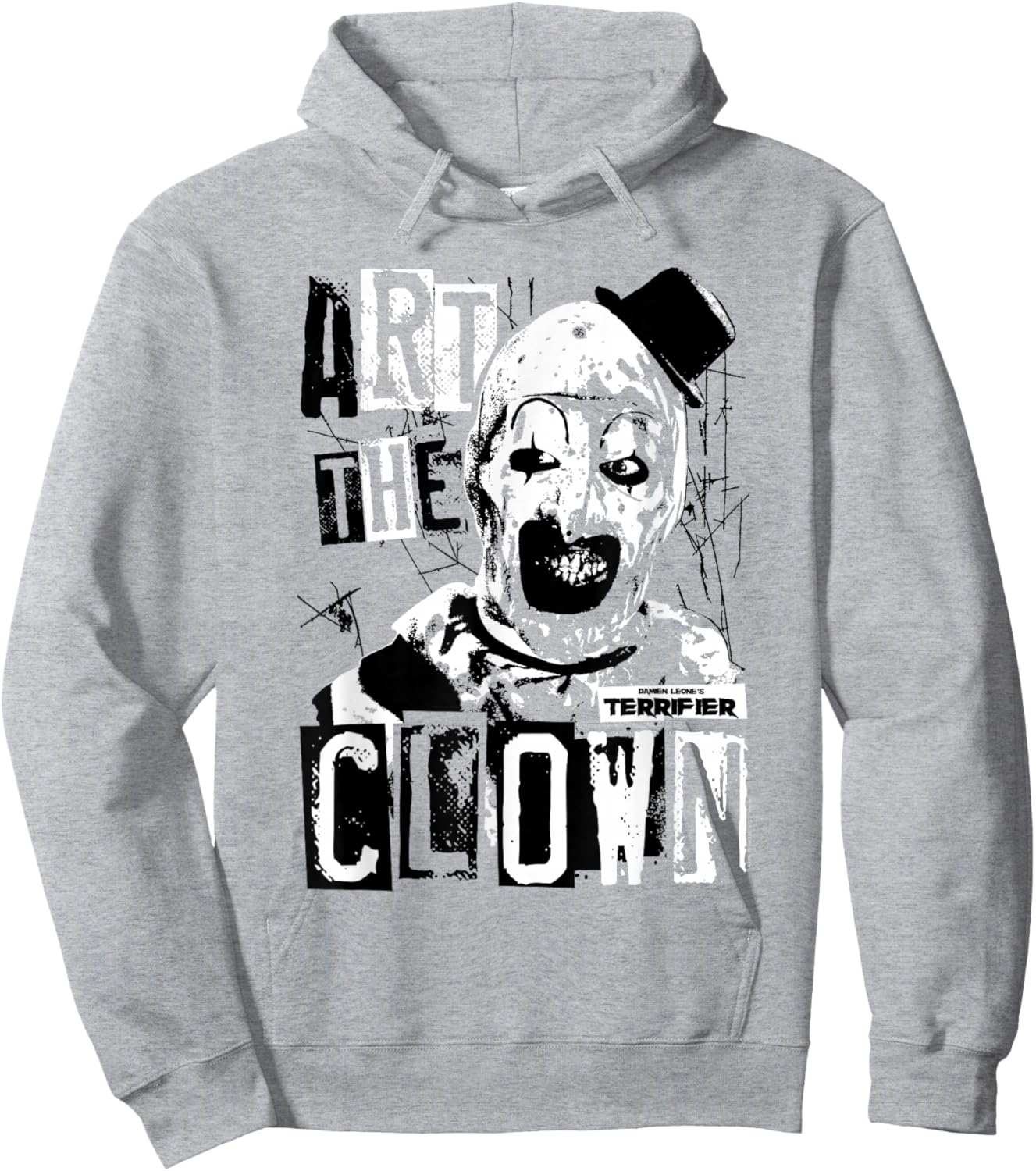 Terrifier Art The Clown Bloody Face High Contrast Horror Hoodie - Hoodie | Ash