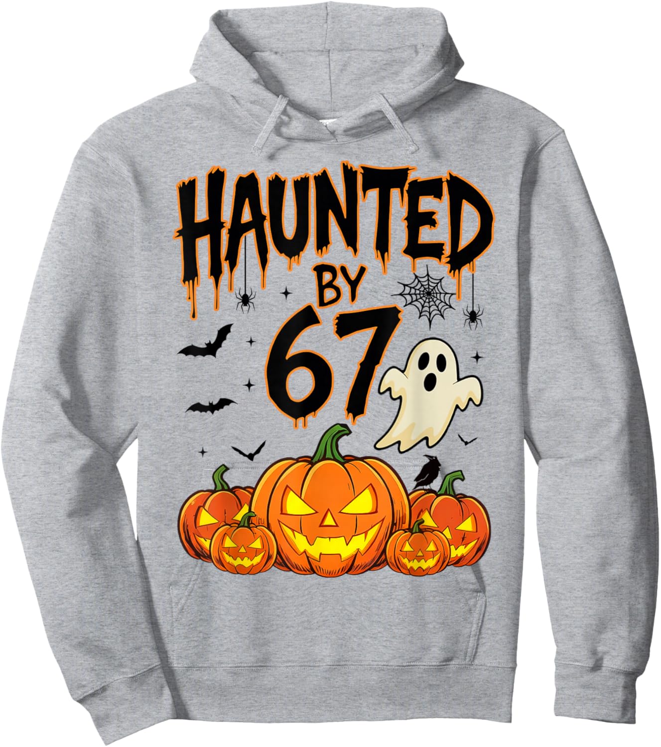 Haunted by 67 Funny Six Seven Meme Pumpkin Ghost Halloween Hoodie - Hoodie | Ash
