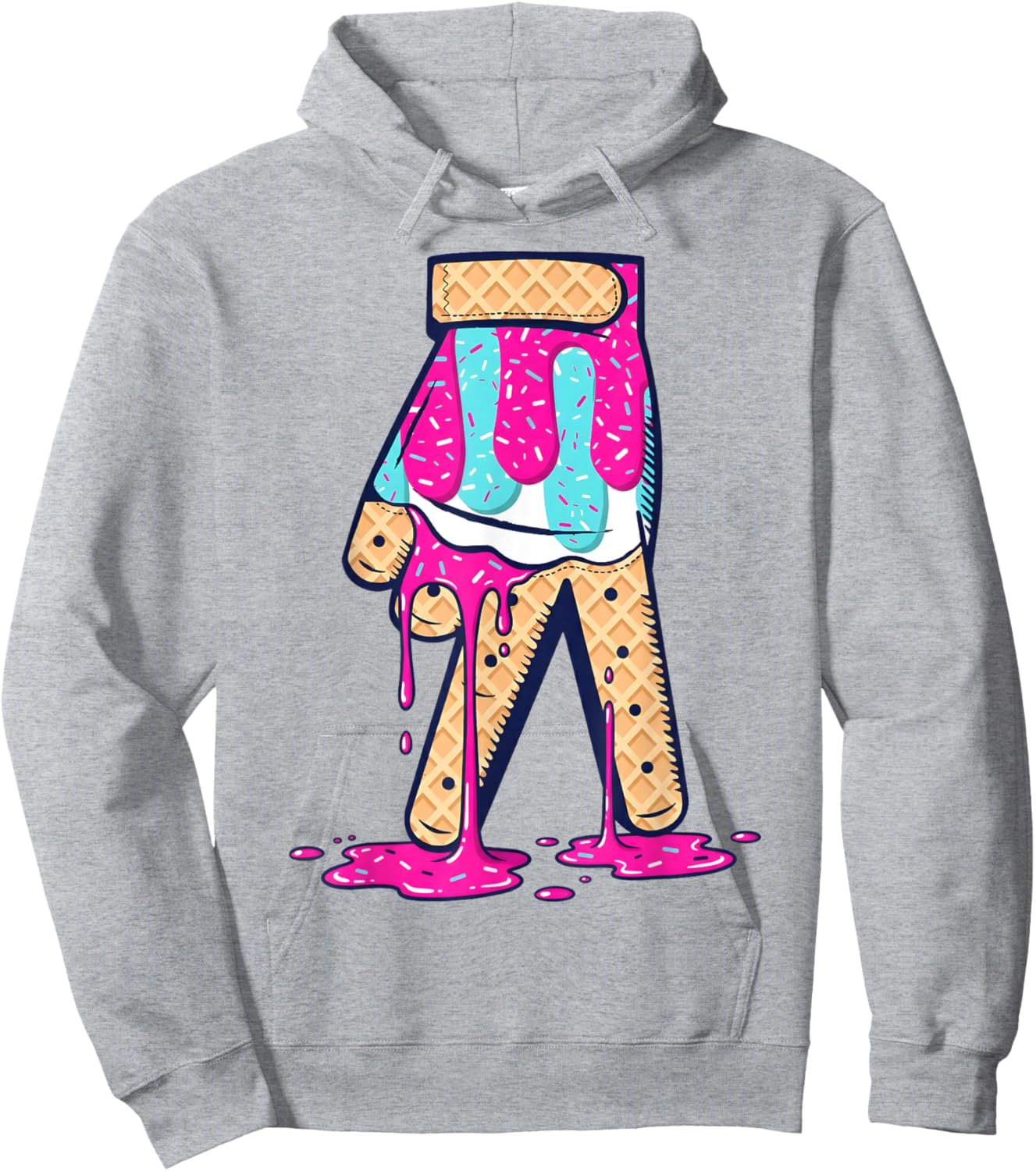 Baseball Ice Cream Drip Boys Glove Sprinkles Baseball Lover Hoodie - Hoodie | Ash