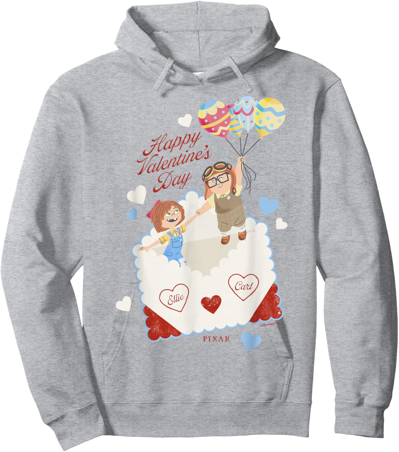 Disney Pixar Up Carl and Ellie Valentines Balloons Hoodie - Hoodie | Ash