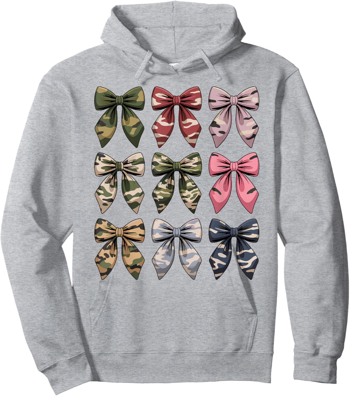 Camouflage Old Camo Bow Cute Country Hunting Women Girl Hoodie - Hoodie | Ash