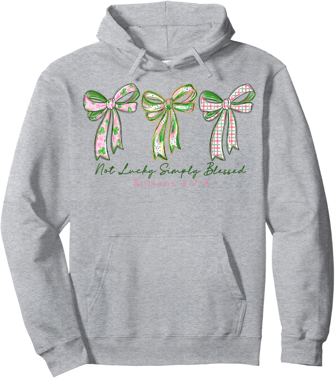 Not Lucky Simply Blessed Christian Shamrocks St Patricks Day Hoodie - Hoodie | Ash
