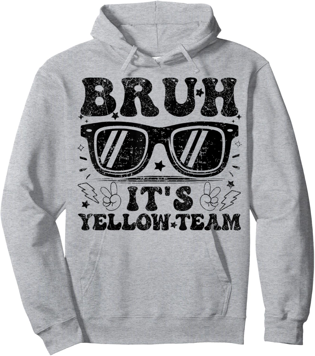 Field Day Bruh It's Yellow Team Teacher Boys Girl Peace Hand Hoodie - Hoodie | Ash