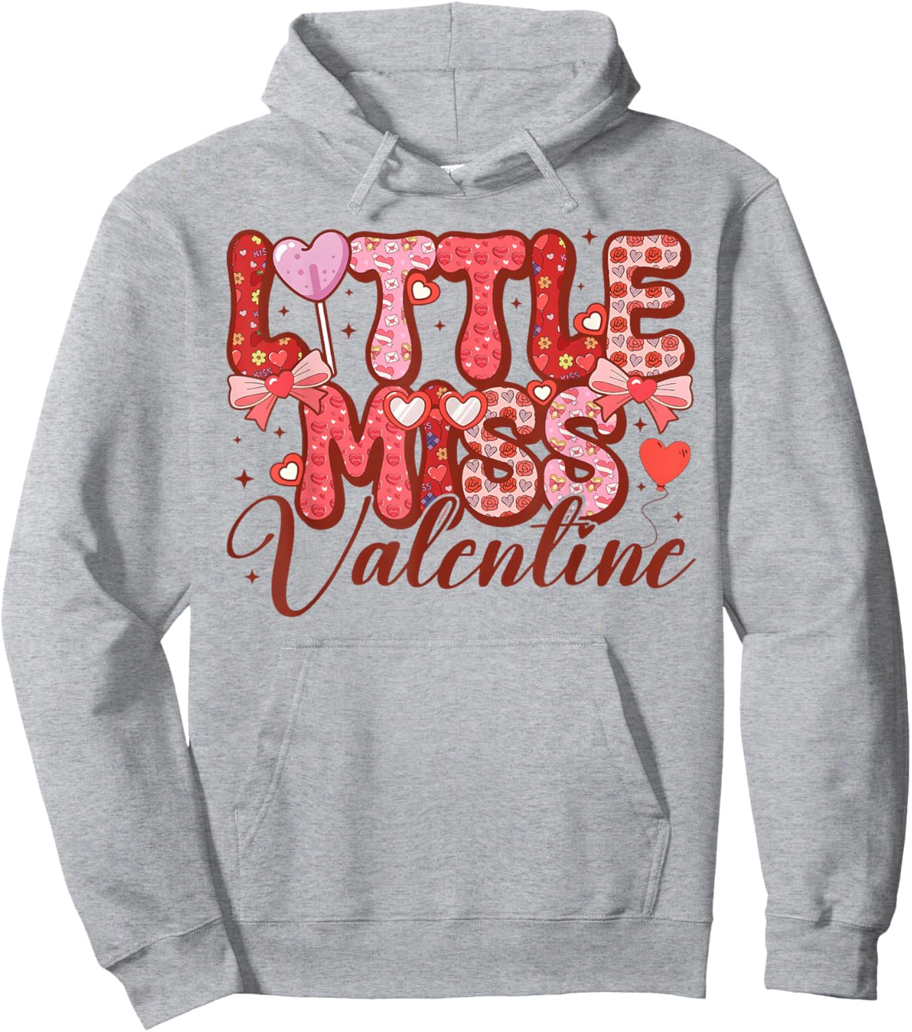 Little Miss Valentine Cute Heart Girls Women Kids Hoodie - Hoodie | Ash