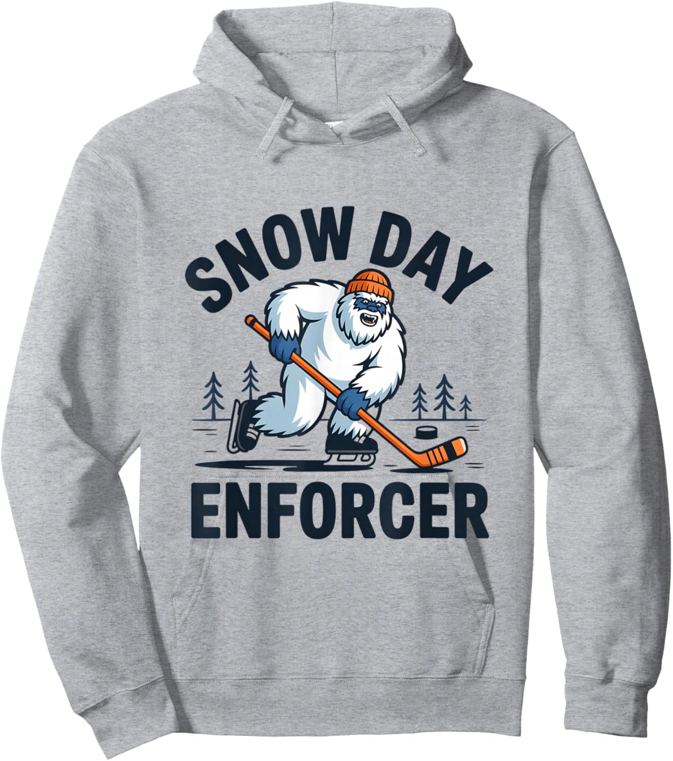 Snow Day Enforcer, Snowman Hockey Player Hoodie - Hoodie | Ash