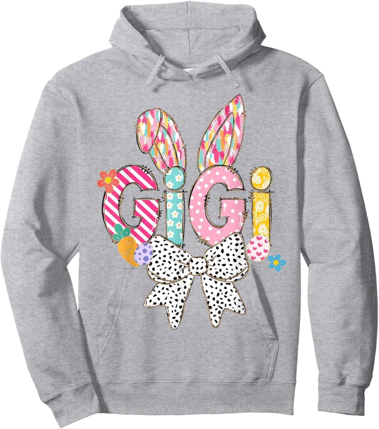 Gigi Easter Cute Grandma Easter Bow Coquette Granny Graphic Hoodie - Hoodie | Ash