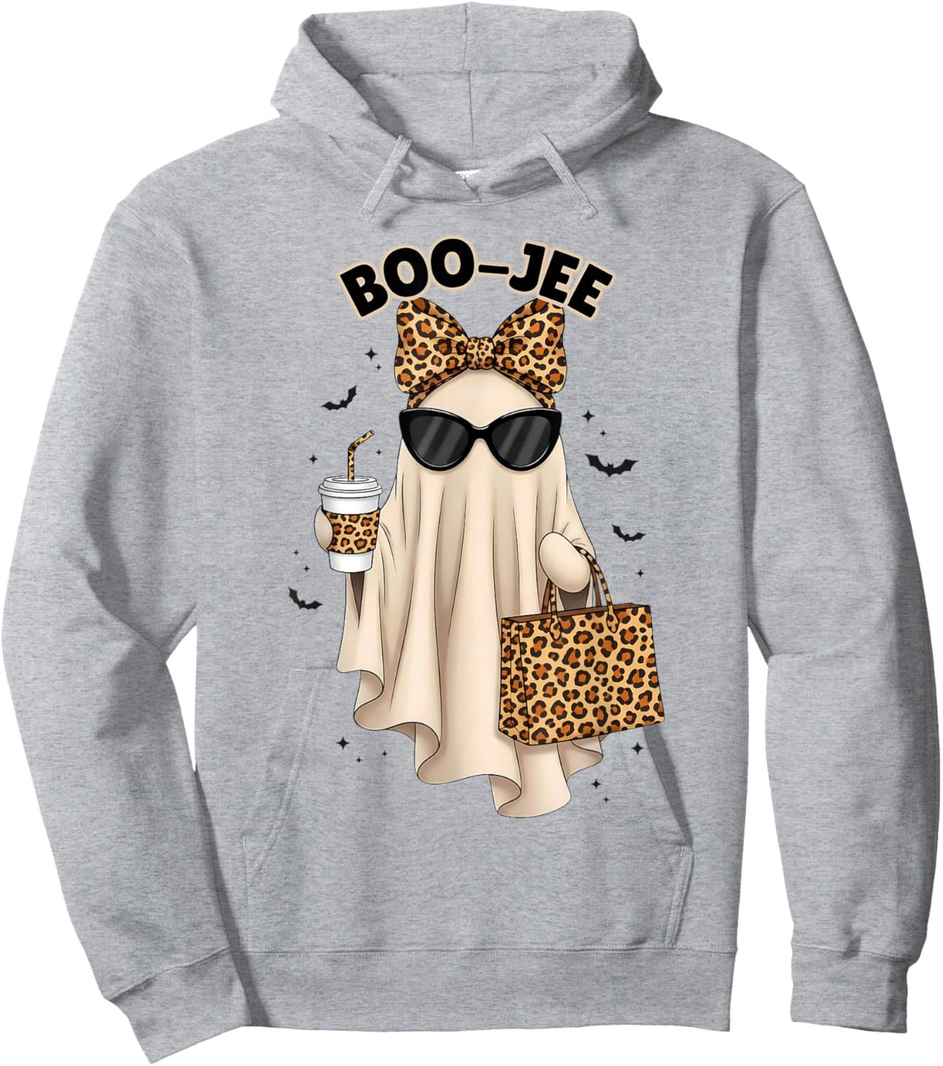 Boo JEE Boujee Ghost Halloween October Vibes Spooky Ghost Hoodie - Hoodie | Ash