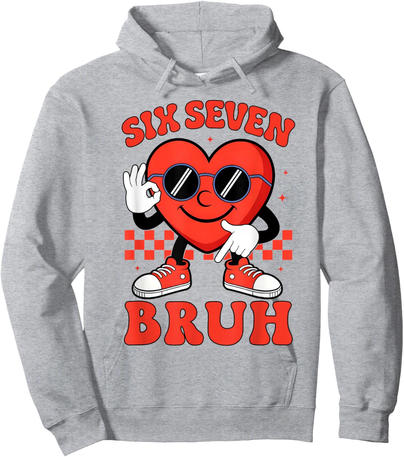 Six Seven 6 7 Bruh Valentine Heart Boys Girls Kids 67 Meme Hoodie - Hoodie | Ash