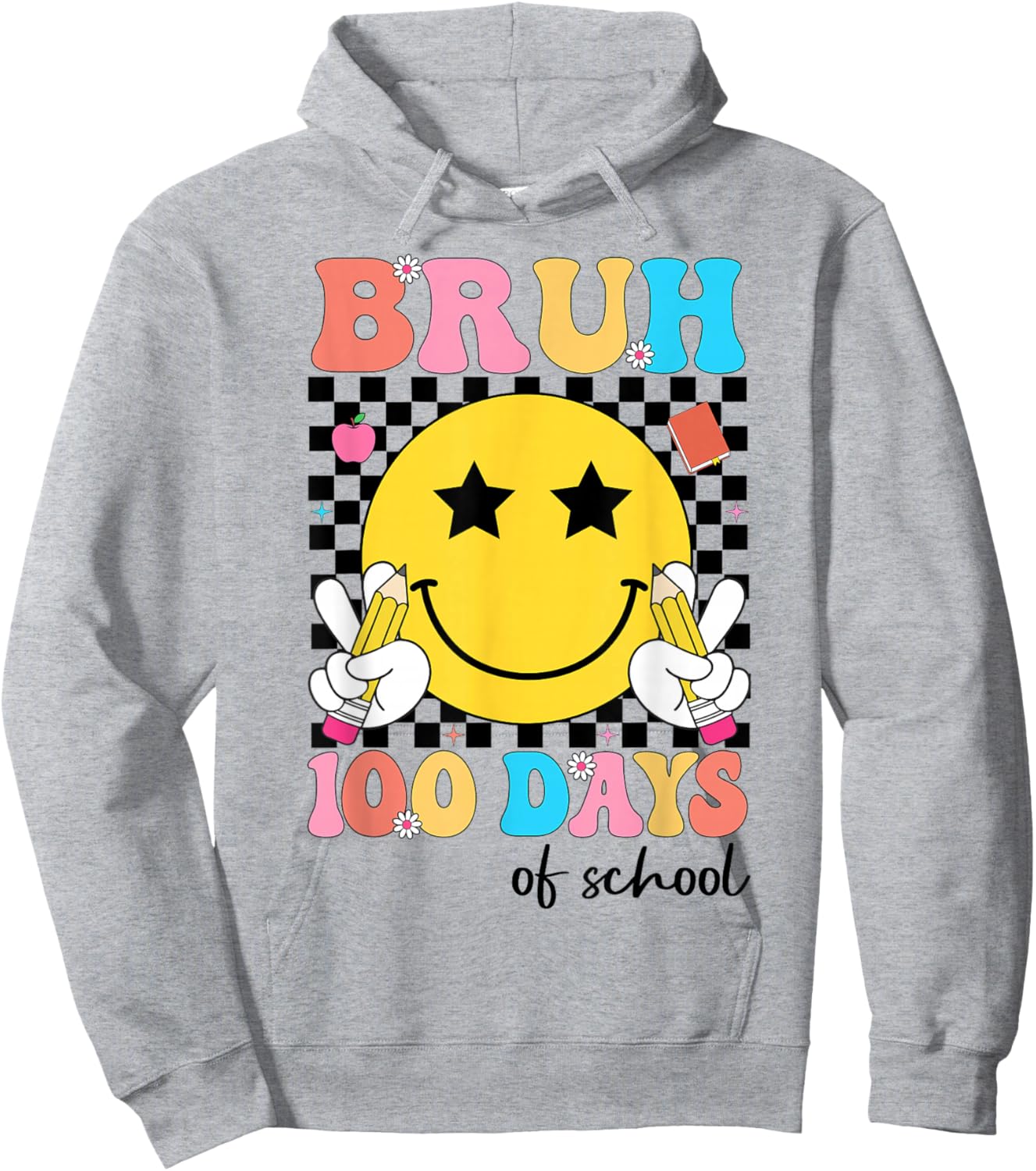 Bruh 100 Days of School Teacher 100th Day of School Kids Hoodie - Hoodie | Ash