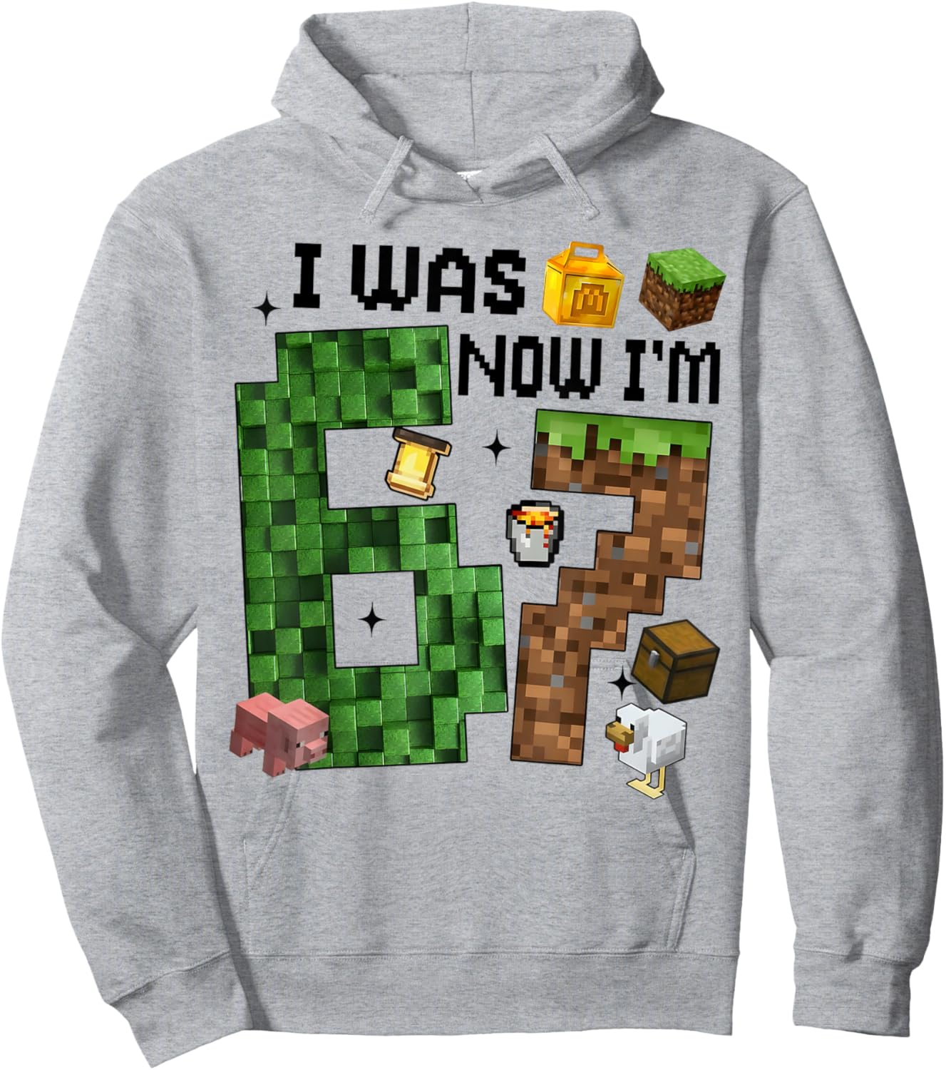 I was 6 Now I'm 7 Year Old Birthday Pixel Game Boys Kid 67 Hoodie - Hoodie | Ash