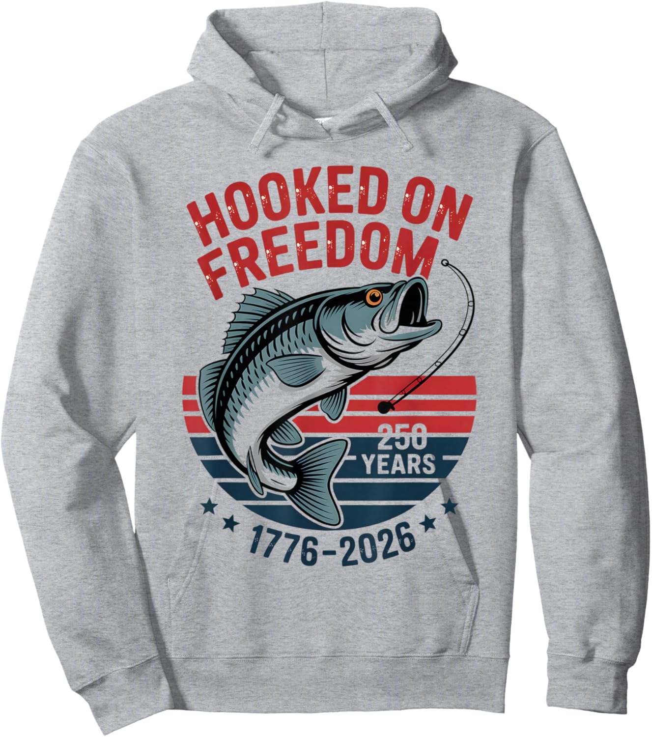 250 Years 1776-2026 250th Birthday Fishing Hoodie - Hoodie | Ash