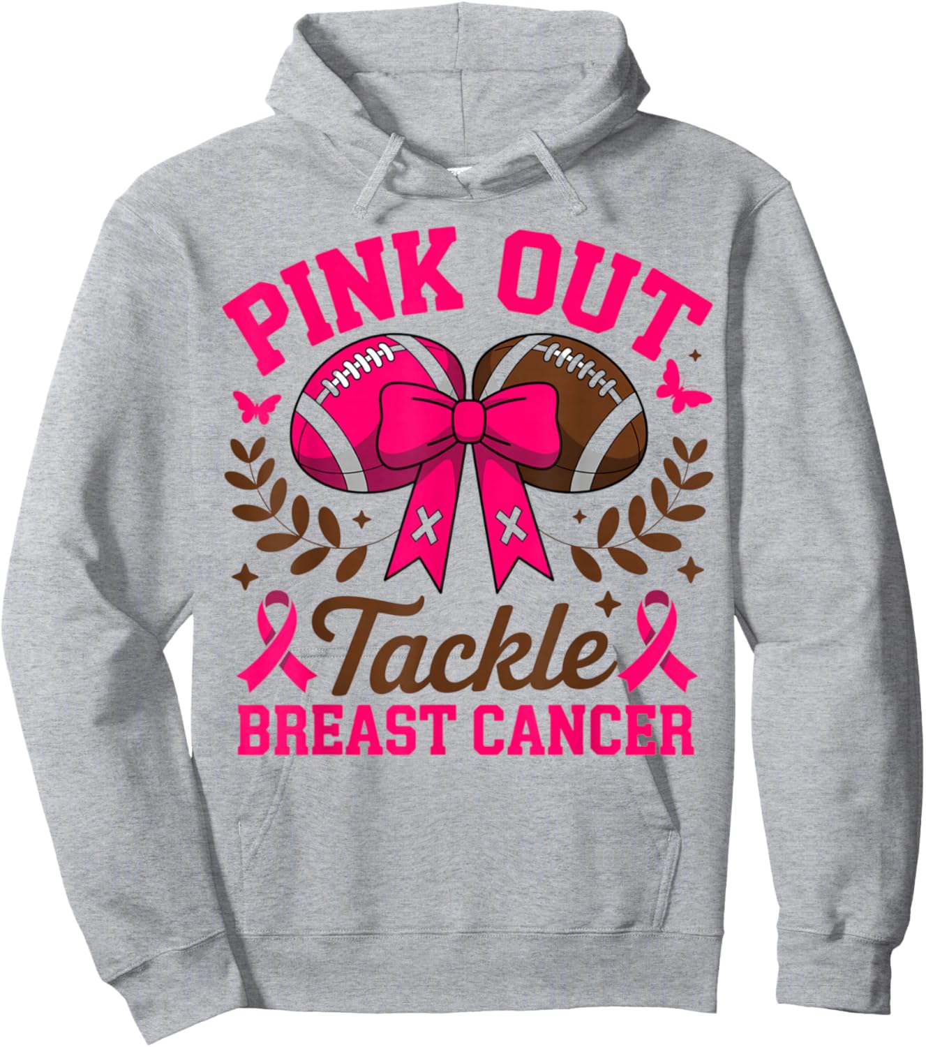 Tackle Breast Cancer Pink Out American Football Awareness Hoodie - Hoodie | Ash