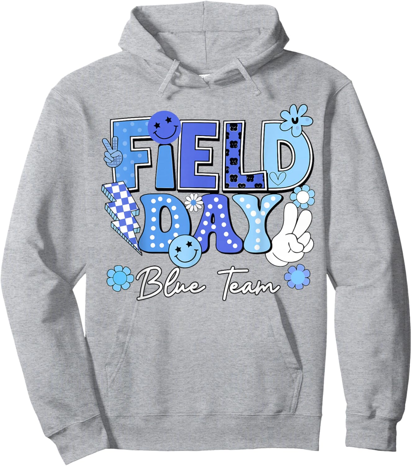 Field Day Blue Team Funny for Teacher Kids Field Day Games Hoodie - Hoodie | Ash