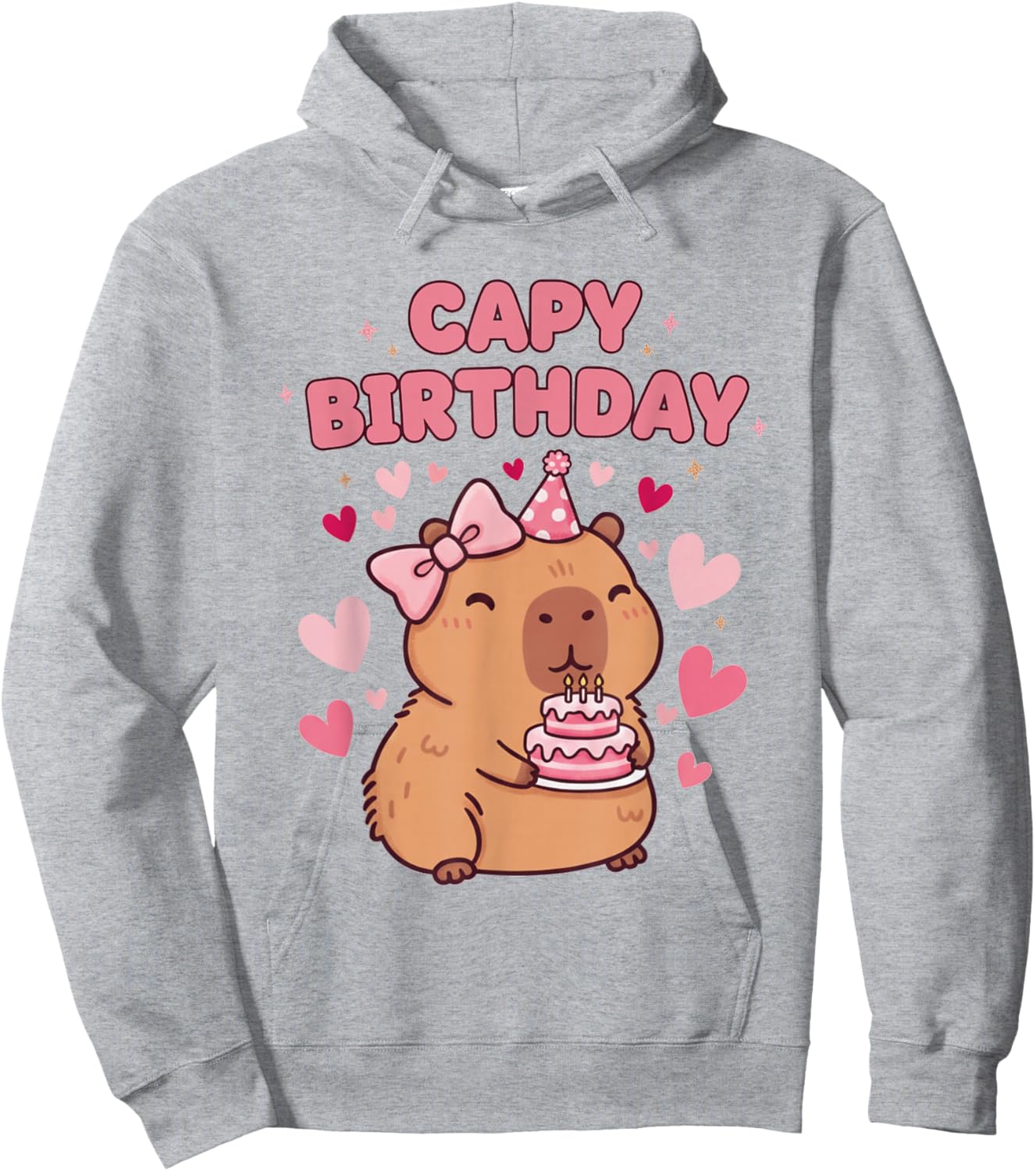 Capybara Birthday Girl Cute Capybara Animal Lovers Bow Party Hoodie - Hoodie | Ash