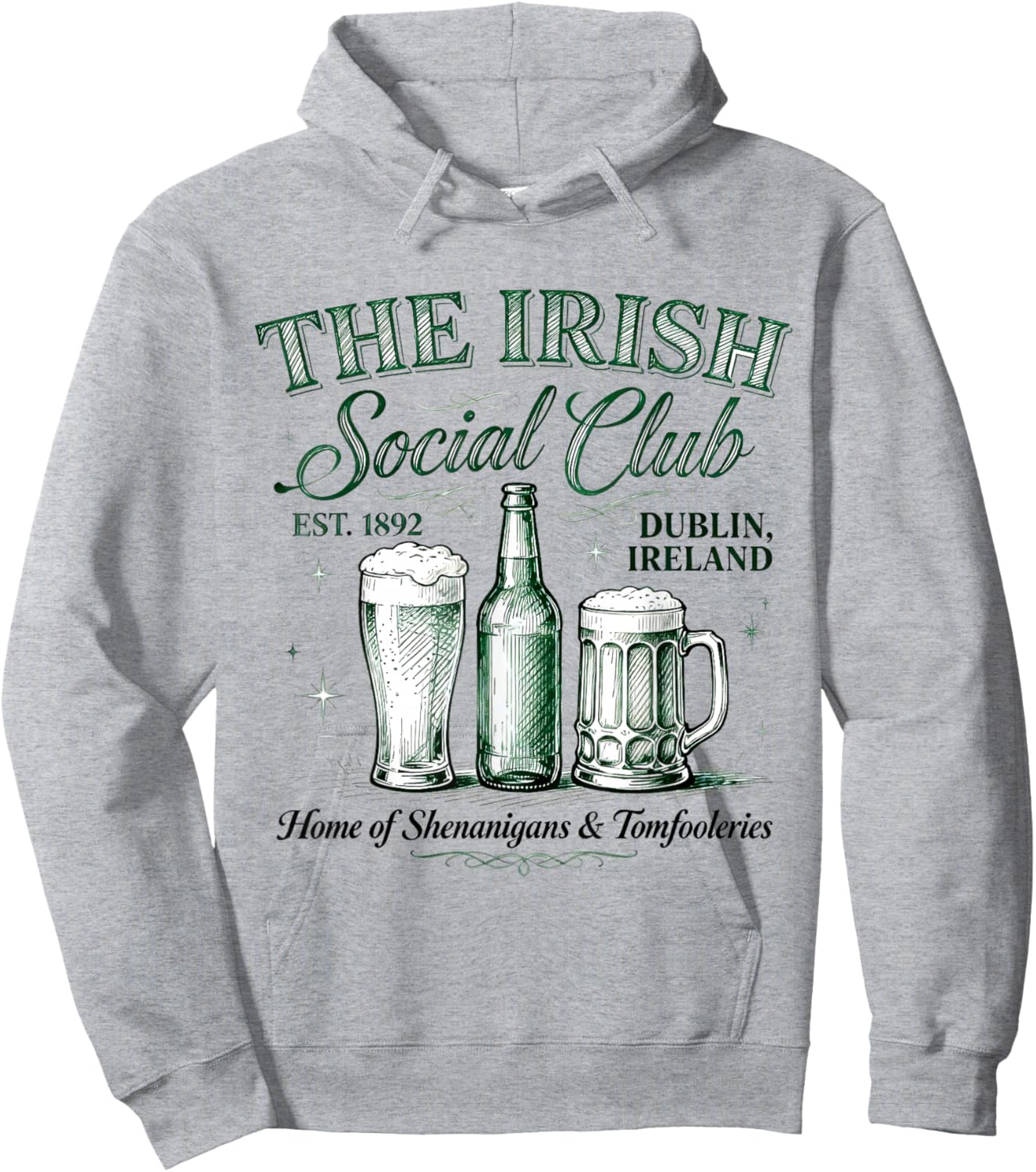 The Irish Social Club Vintage Drinking Team St Patrick's Day Hoodie - Hoodie | Ash