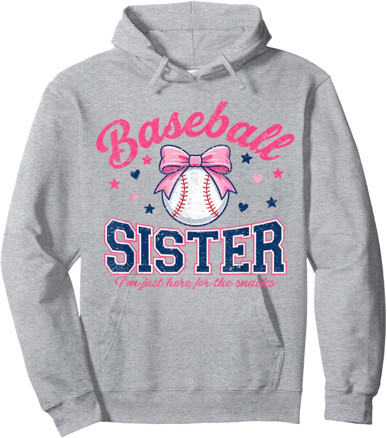 Baseball Sister I'm Just Here for the Snacks Girls Kids Hoodie - Hoodie | Ash