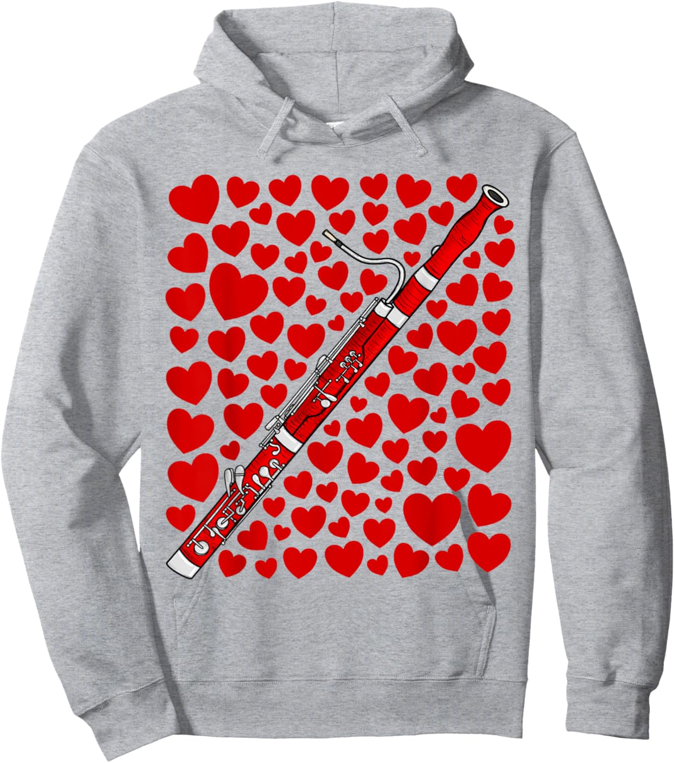 Bassoon with Hearts Bassoonist Valentines Wedding Musician Hoodie - Hoodie | Ash