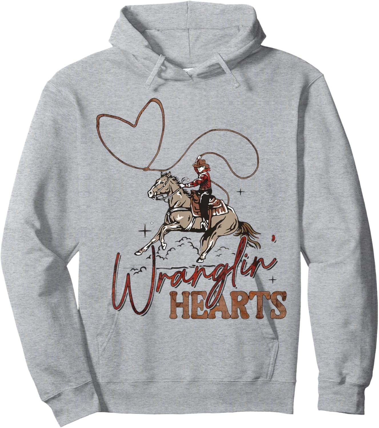 Wranglin' Hearts Cowboy Western Valentines Hoodie - Hoodie | Ash