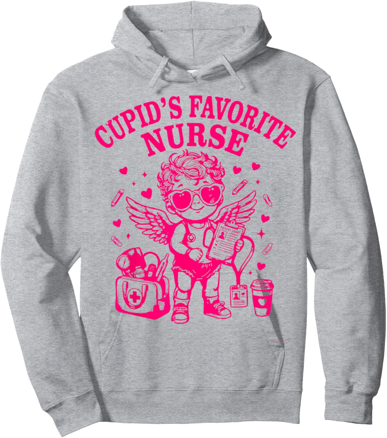 Cupid’s Favorite Nurse Valentines Funny Nurse Cupid Women Hoodie - Hoodie | Ash