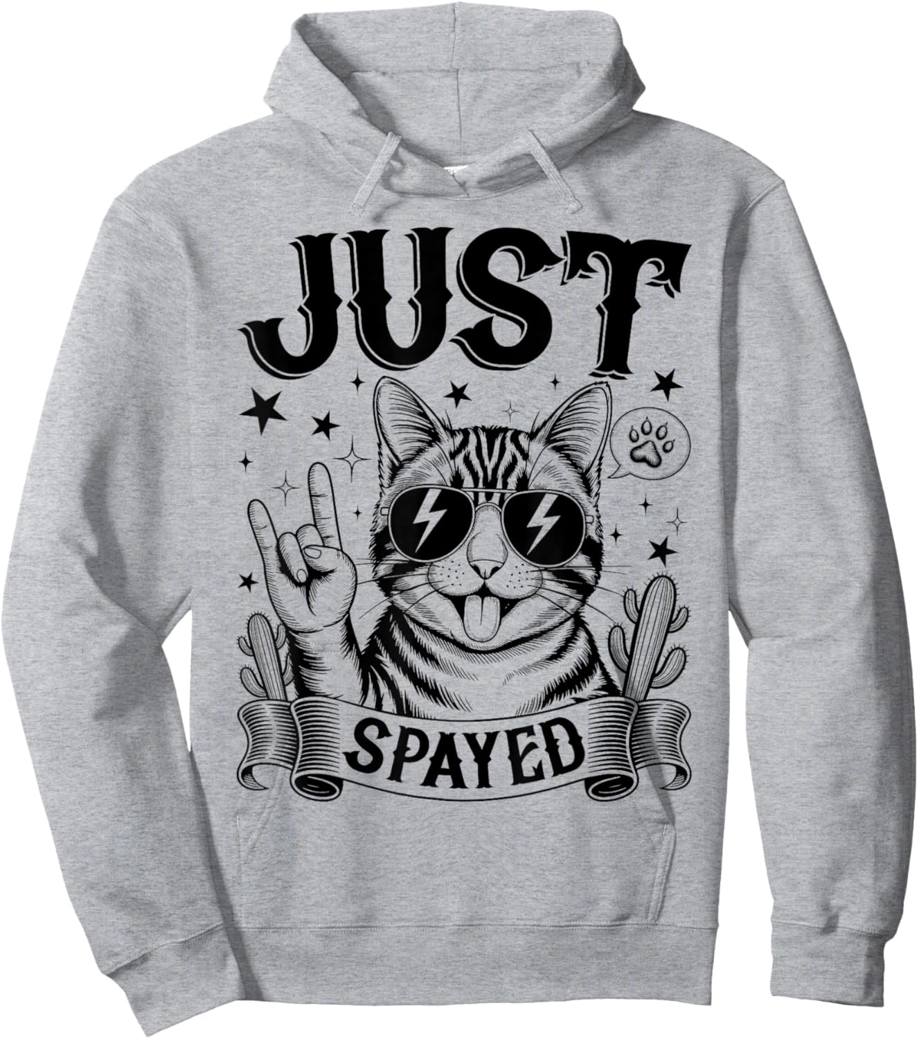 Just Spayed Retro Funny Cat Shirt Cool Cat Lover Gift Hoodie - Hoodie | Ash