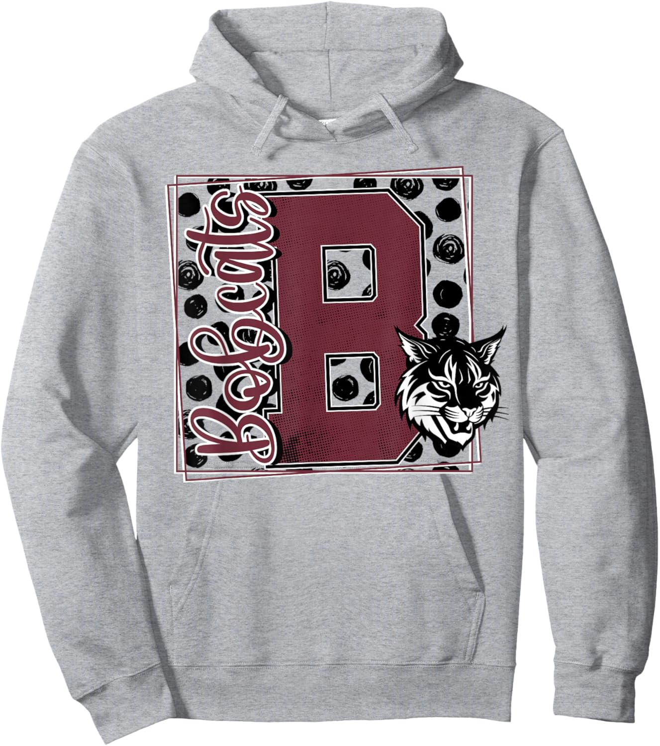 Bobcat Pride School Spirit Mascot Maroon Bobcats Game Day Hoodie - Hoodie | Ash