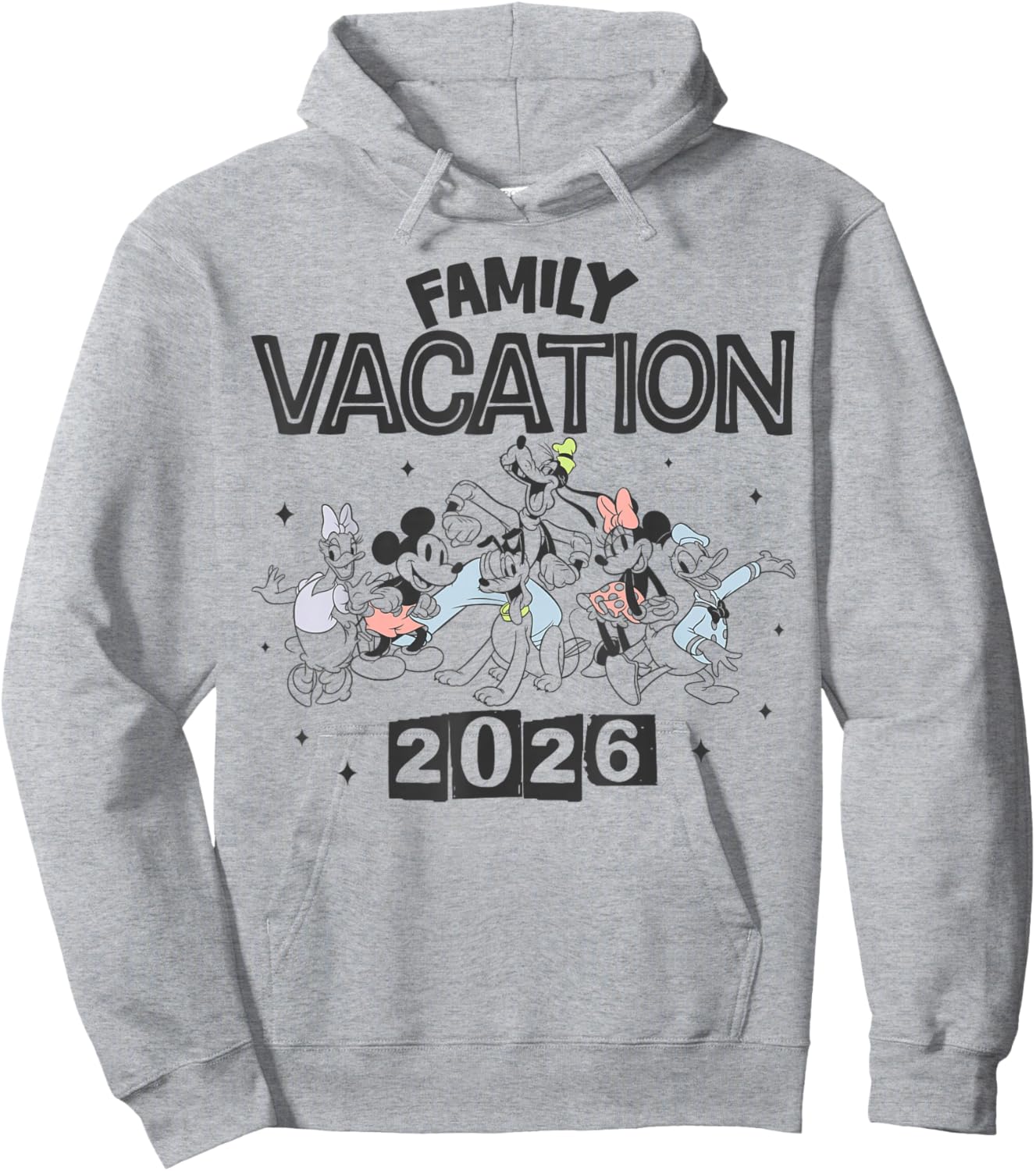 Disney Mickey and Friends Family Vacation 2026 Full Party Hoodie - Hoodie | Ash