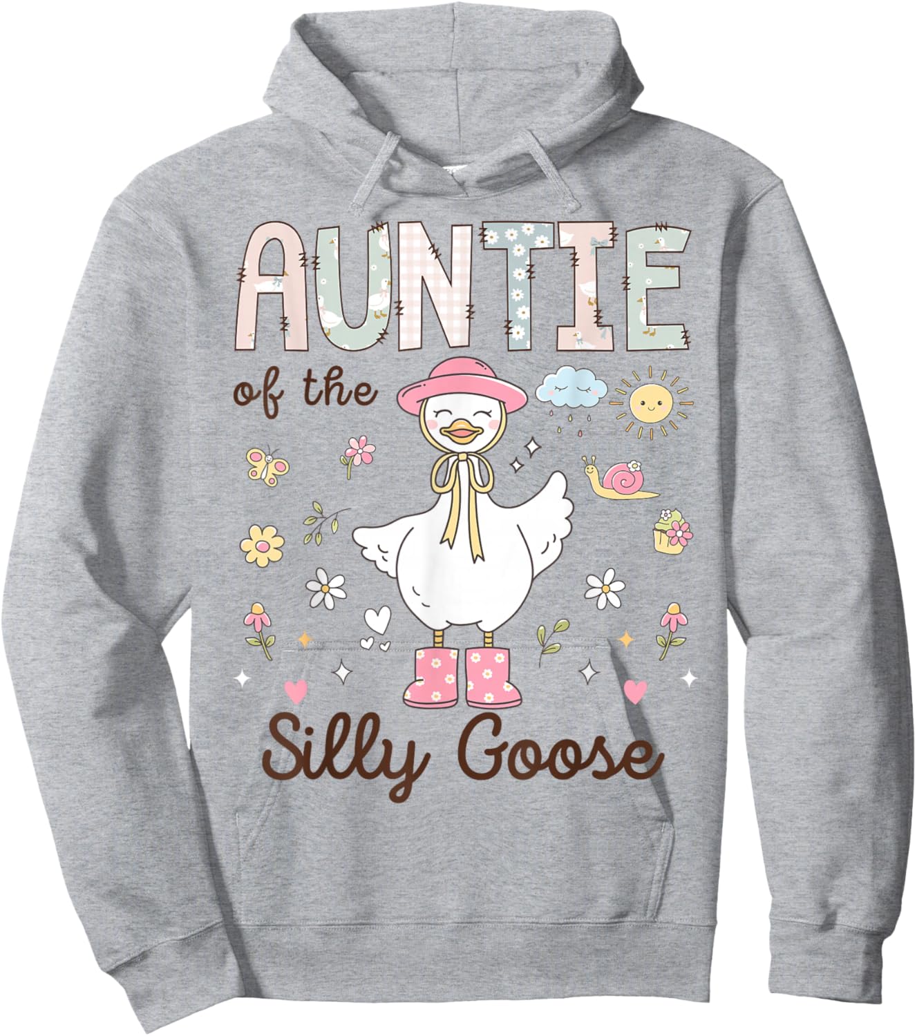 Auntie of The Silly Goose First Birthday Girl Family Hoodie - Hoodie | Ash
