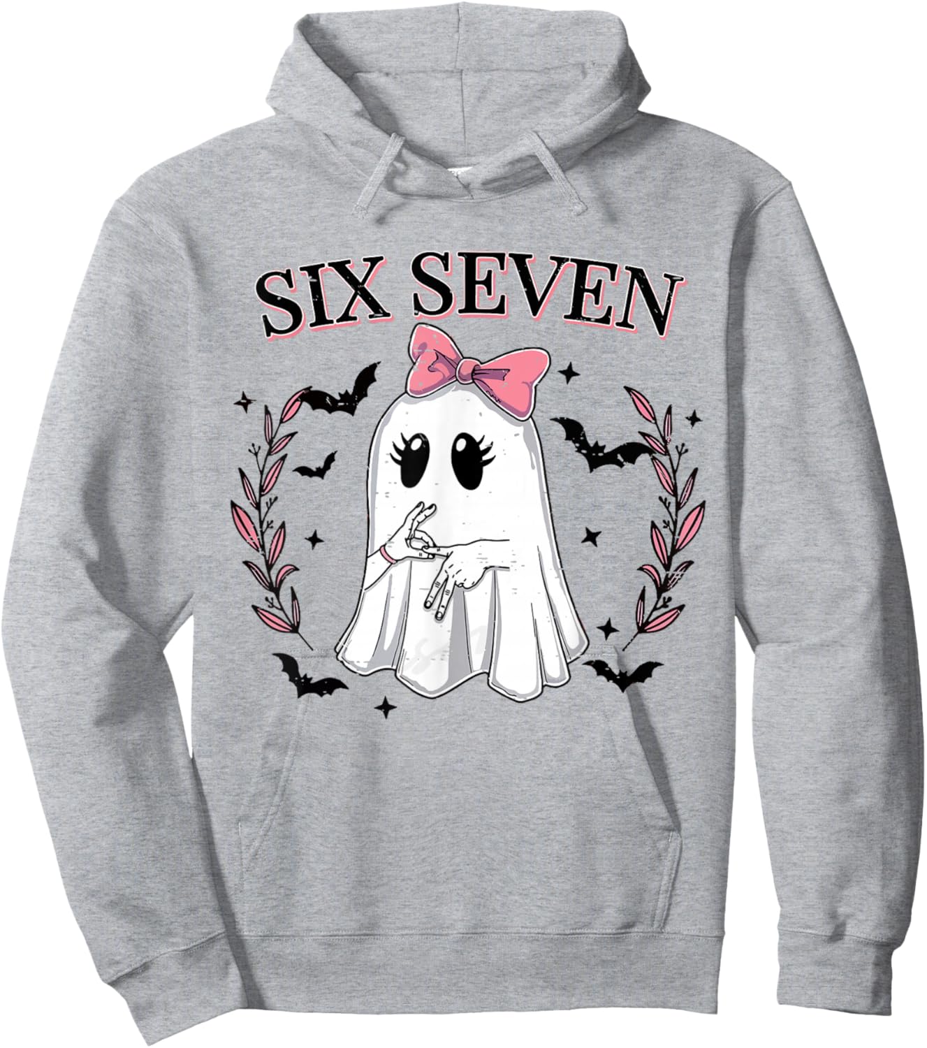 Funny Six Seven Meme 67 Spooky Ghost Halloween 6 7 Cute Girl Hoodie - Hoodie | Ash
