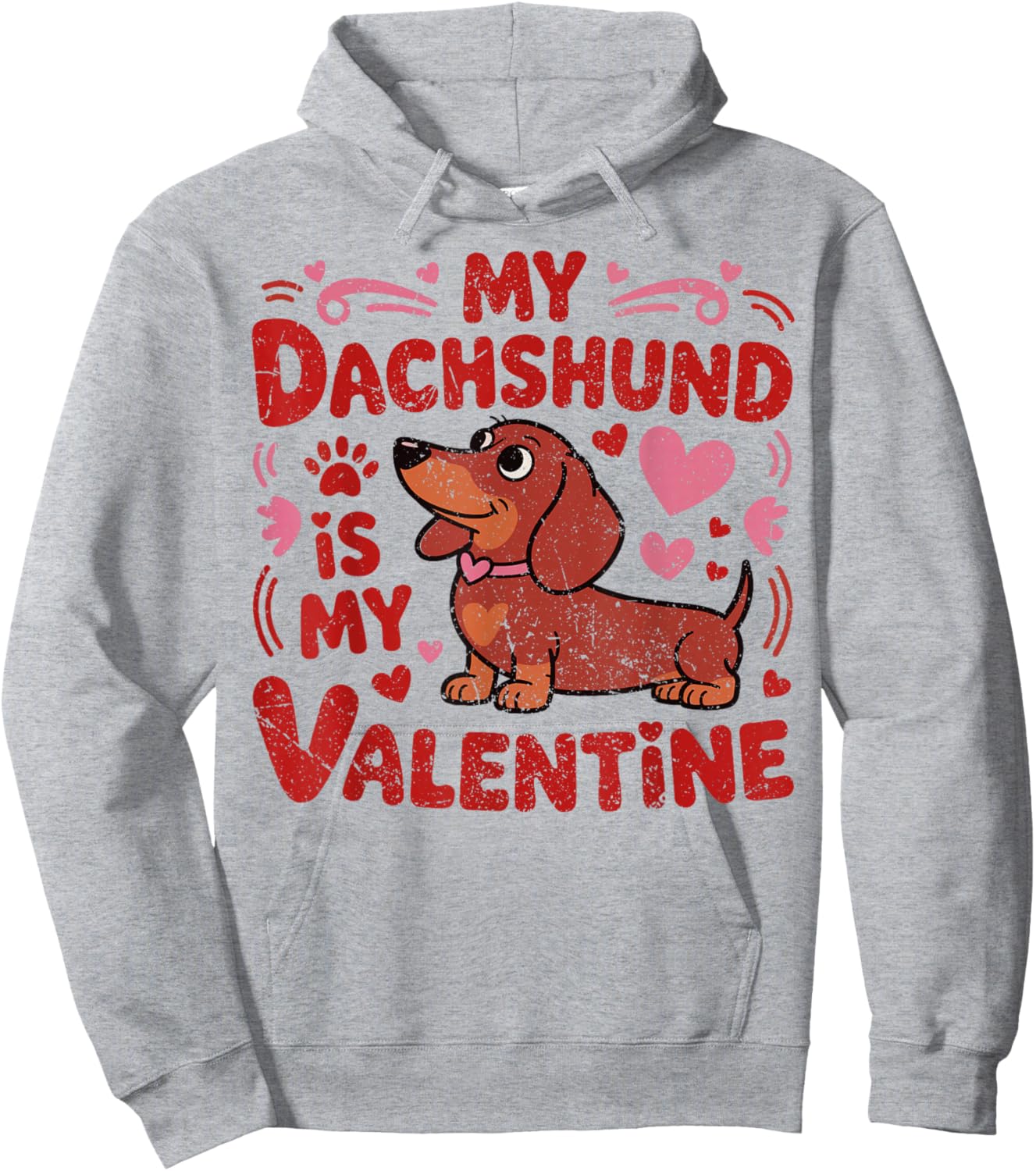 My Dachshund is My Valentine Anti Valentines Men Women Hoodie - Hoodie | Ash