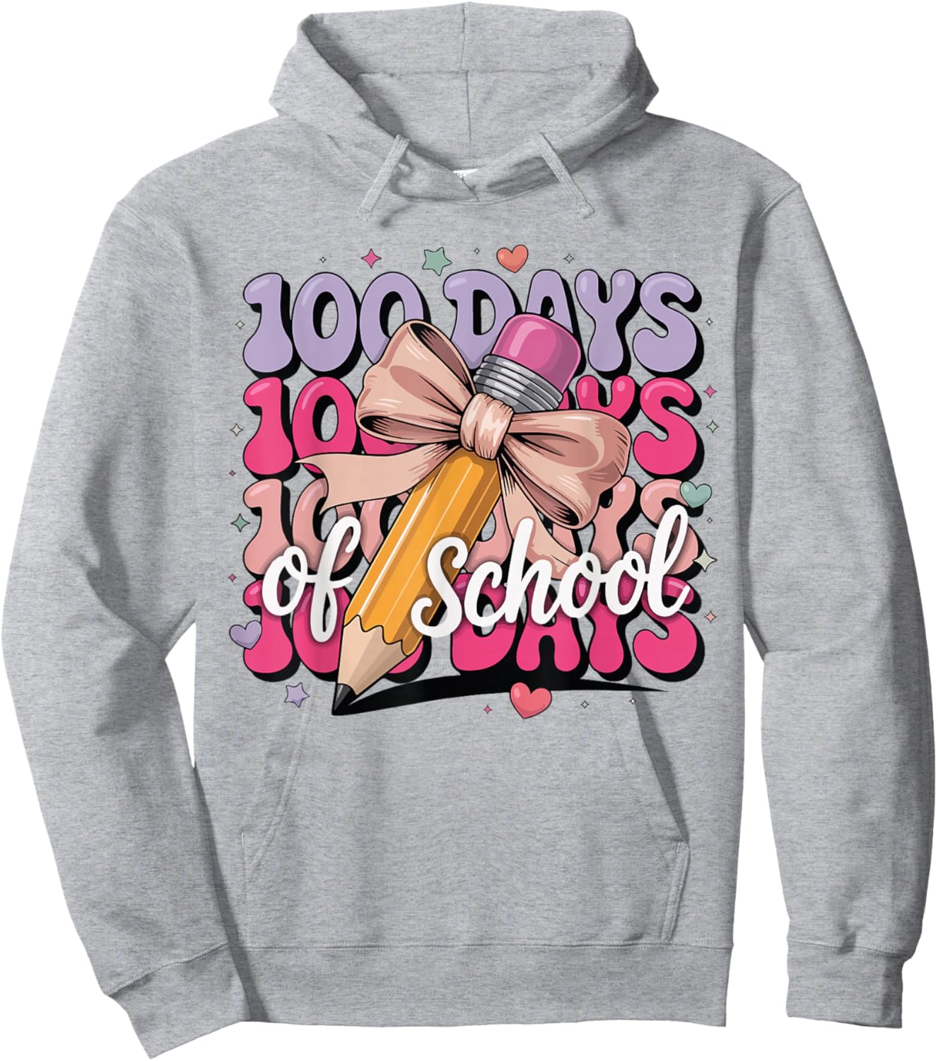 100 Days of School Girls Coquette Bow Kids Teacher Student Hoodie - Hoodie | Ash
