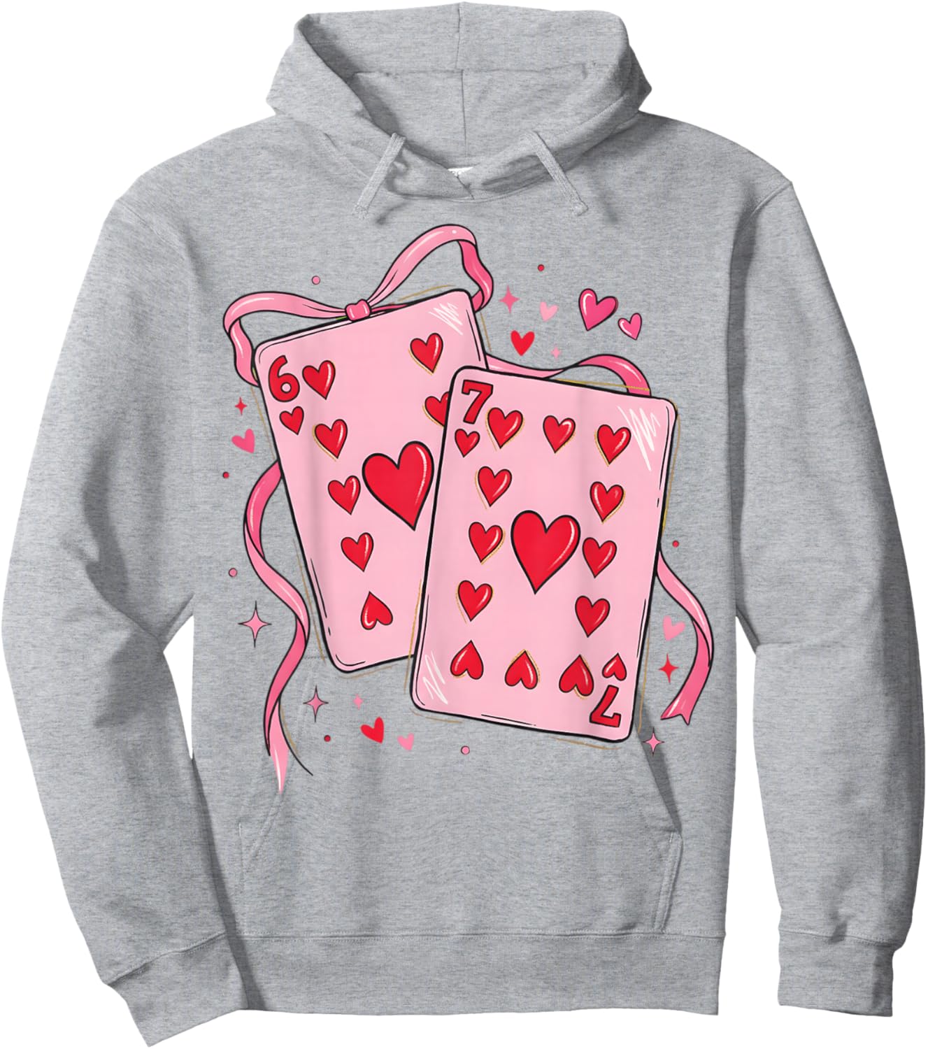 Playing Cards Valentine 6 7 67 Six Seven Valentines Funny Hoodie - Hoodie | Ash