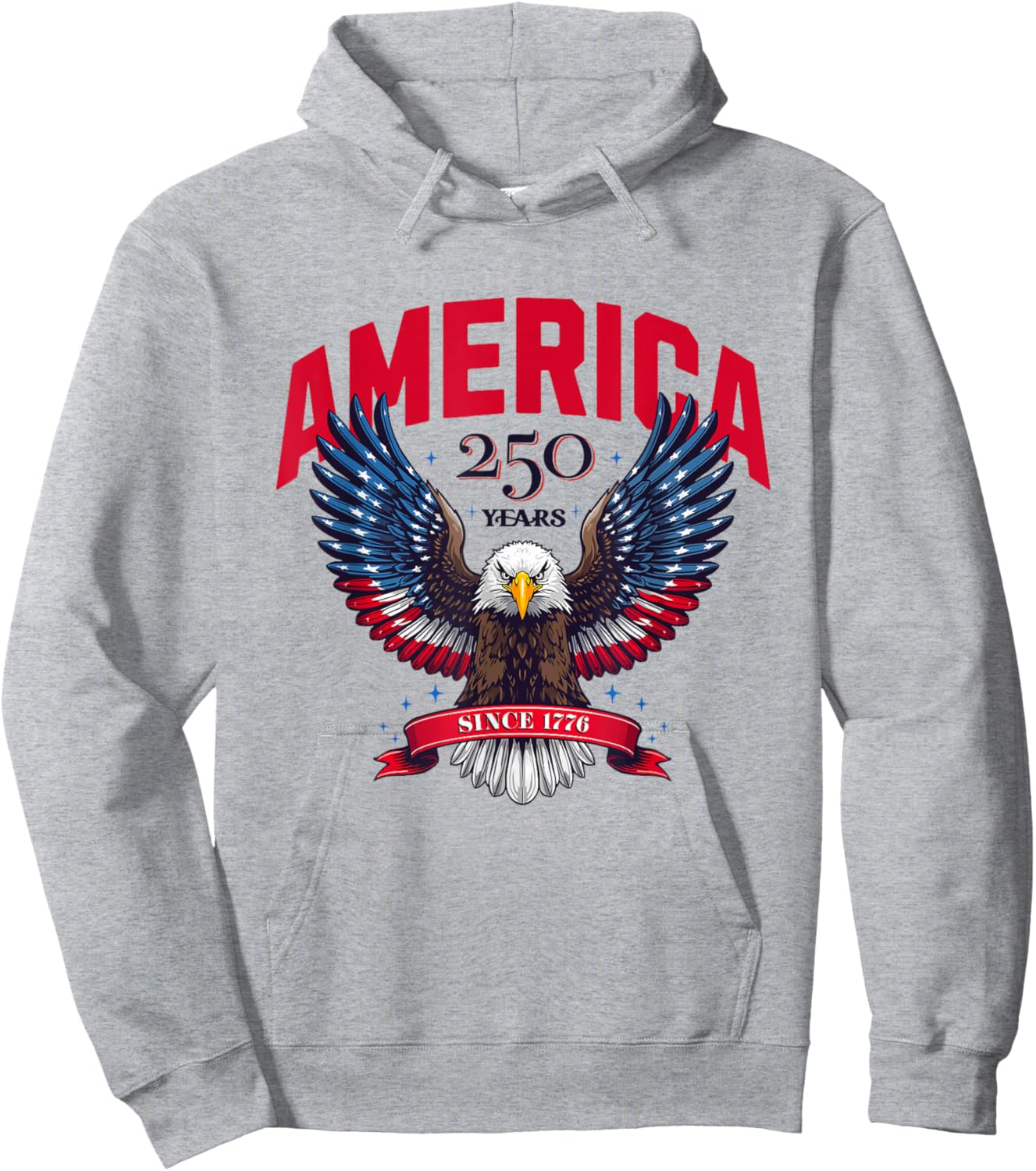 USA 250 Years Since 1776 Patriotic Eagle Design Hoodie - Hoodie | Ash