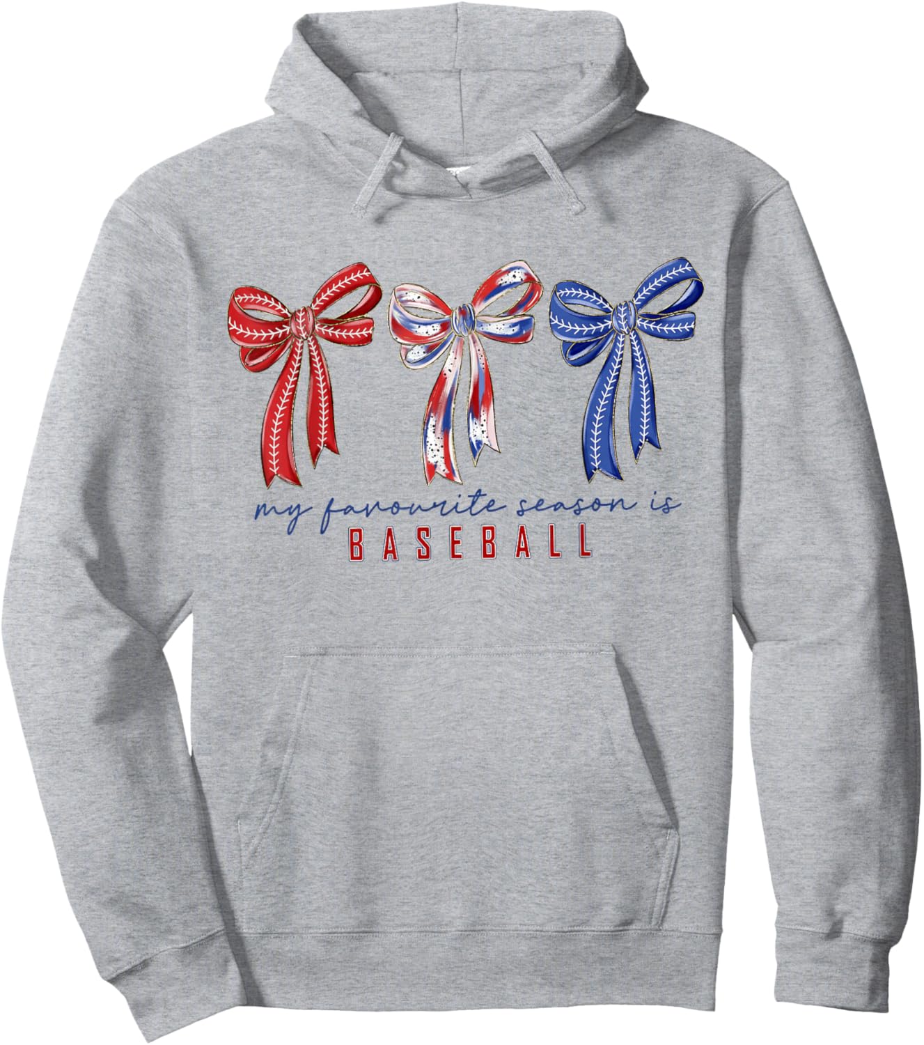 My Favorite Season is Baseball Coquette Bow Game Day Mom Sis Hoodie - Hoodie | Ash