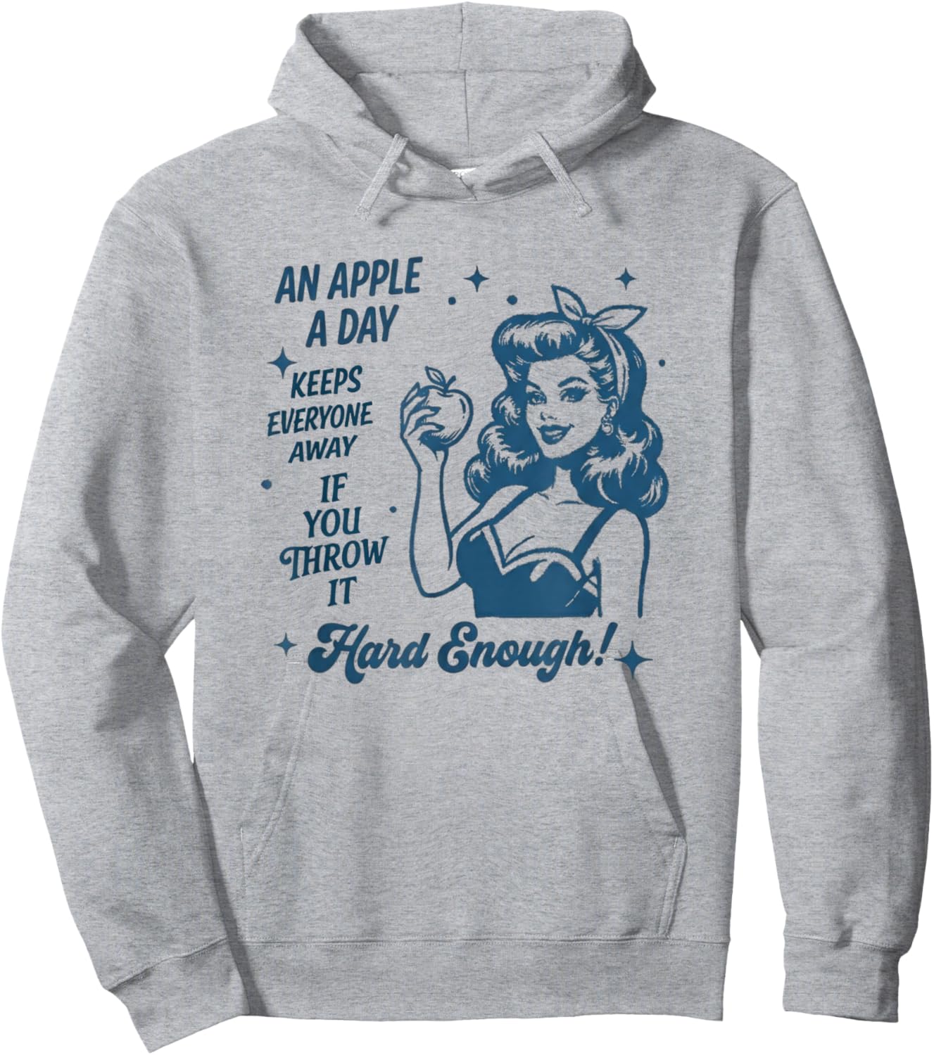 an Apple a Day Quote- Retro Pin-Up Style Humor Hoodie - Hoodie | Ash