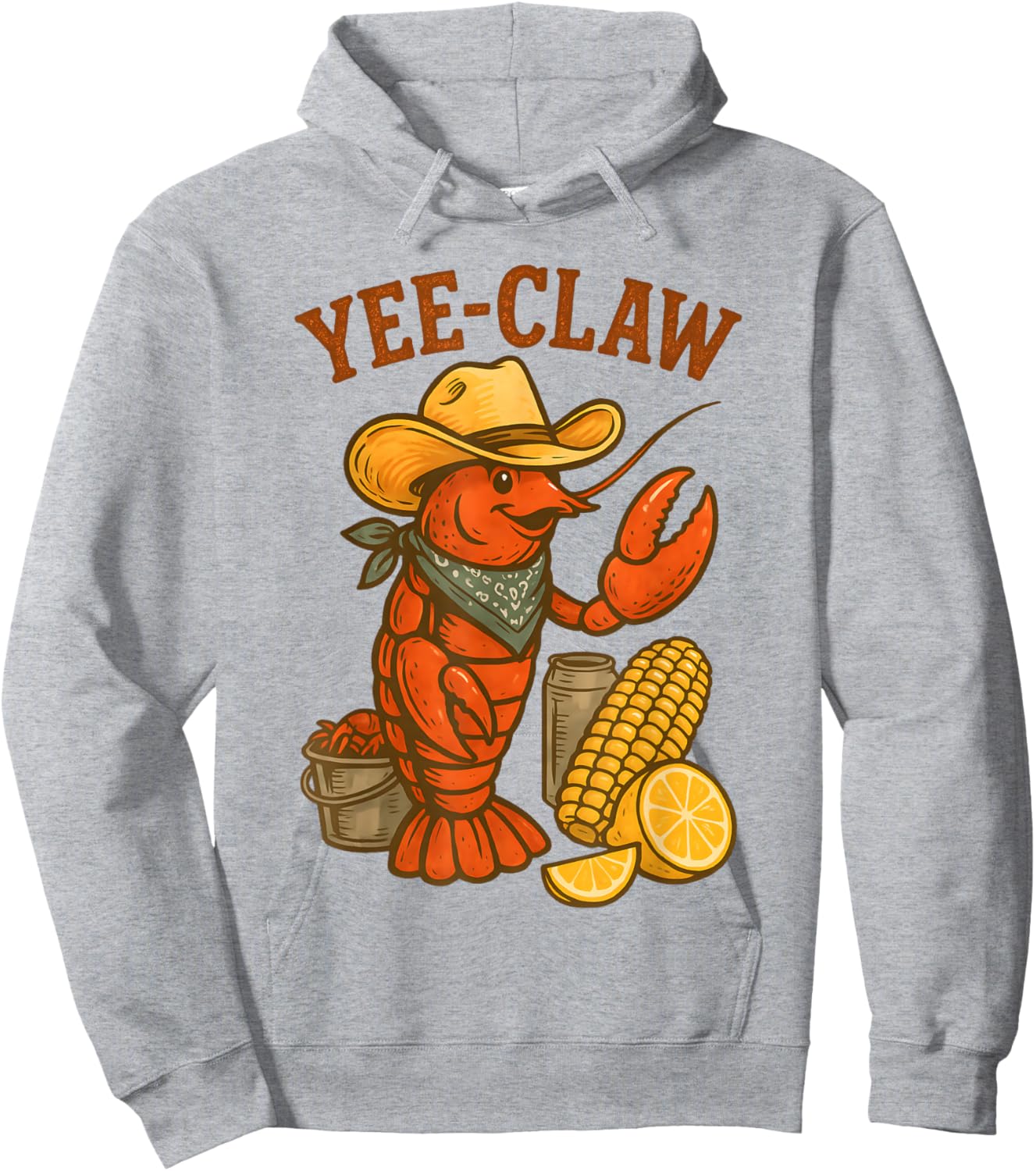 Yee Claw Funny Crawfish Cajun Seafood Party Boys Kids Men Hoodie - Hoodie | Ash