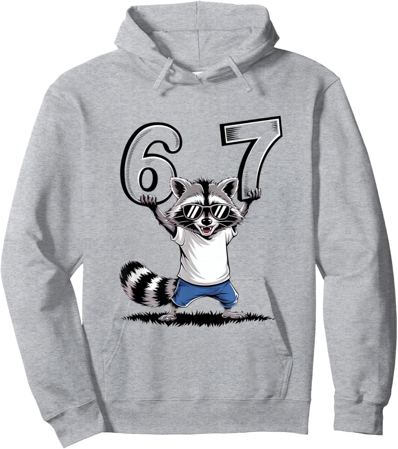 67 Meme Funny Raccoon 6 7 Six Seven 6-7 Hoodie - Hoodie | Ash