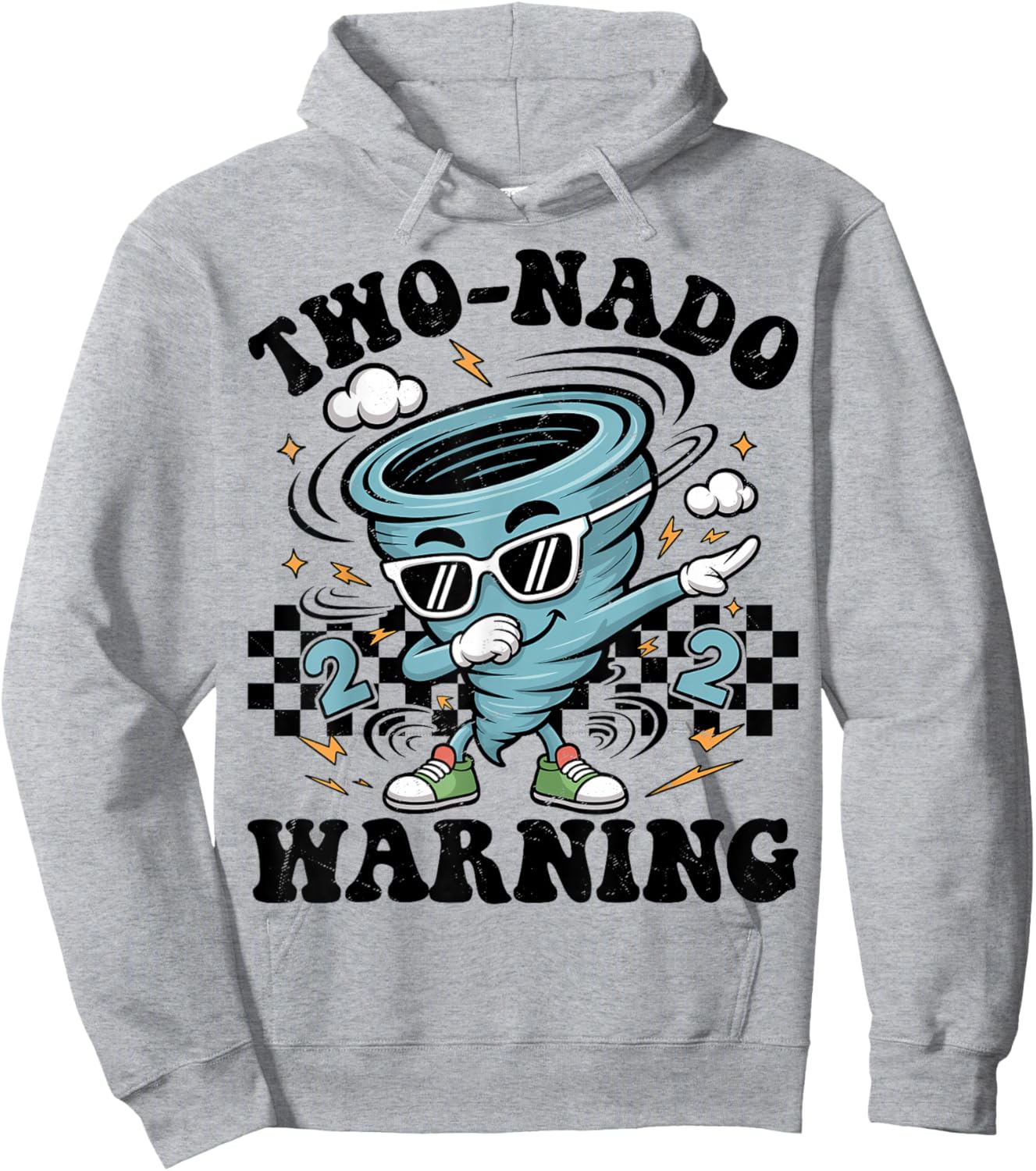 Two Nado Warning Tornado 2nd Birthday 2 Year Old Boys Kids Hoodie - Hoodie | Ash
