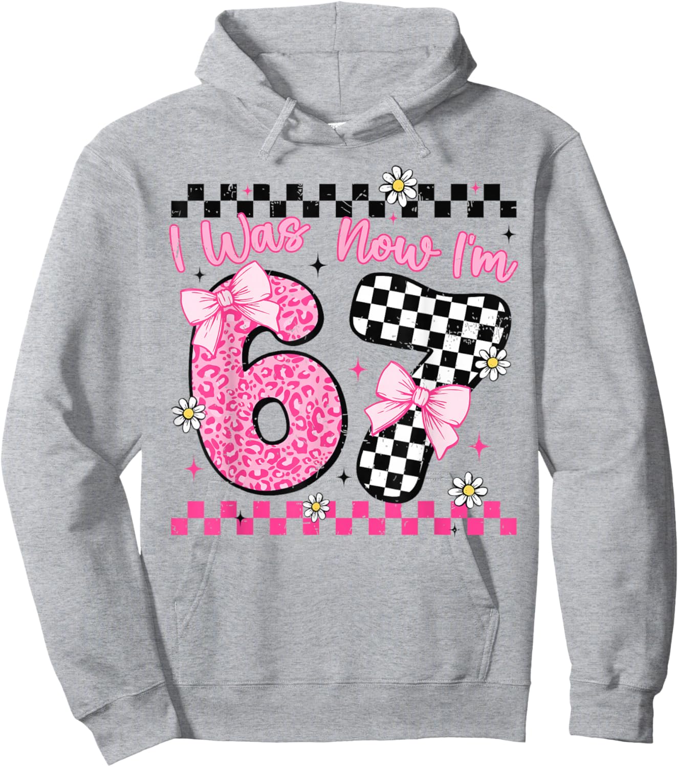 I was 6 Now I'm 7 Year Old Birthday 6 7 Coquette Kids Girls Hoodie - Hoodie | Ash