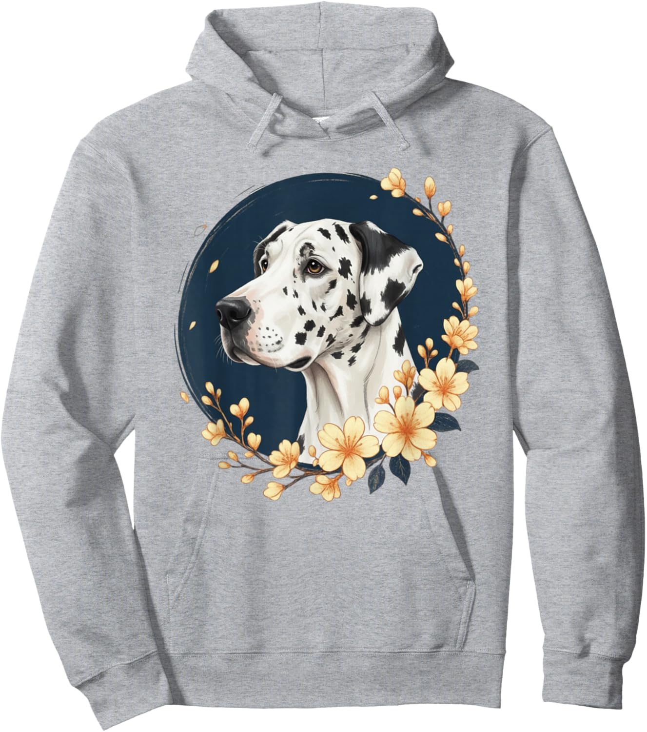 Harlequin Great Dane Flower Dog Lover Hoodie - Hoodie | Ash