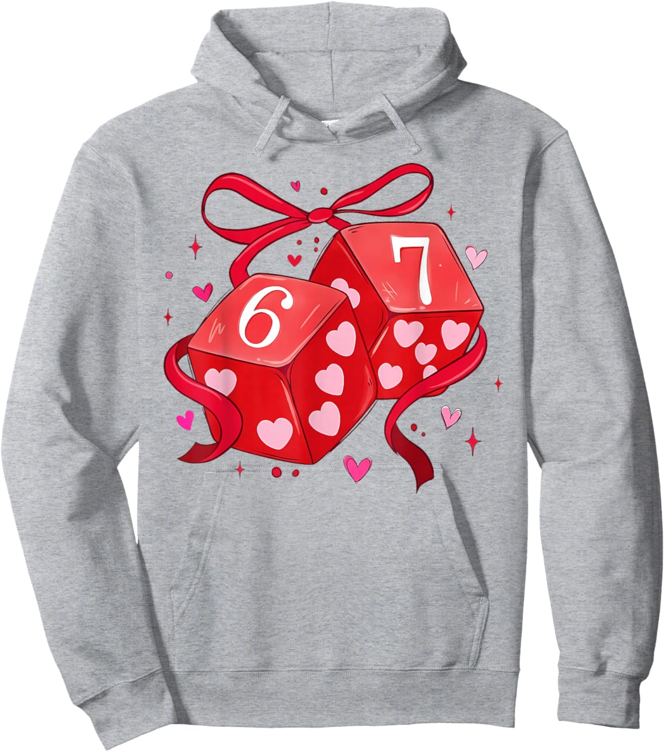 Valentines Funny 67 Dice Game Six Seven Meme 6 7 Women Girls Hoodie - Hoodie | Ash
