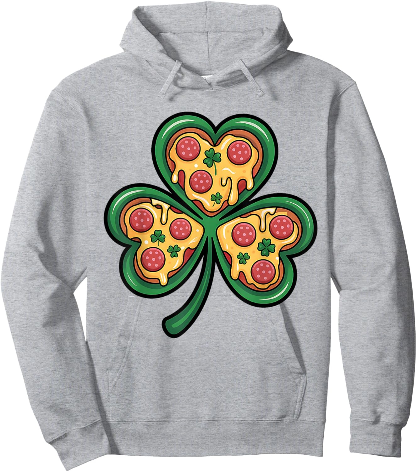 St Patrick’s Day Pizza Shamrock Funny Irish Food Hoodie - Hoodie | Ash