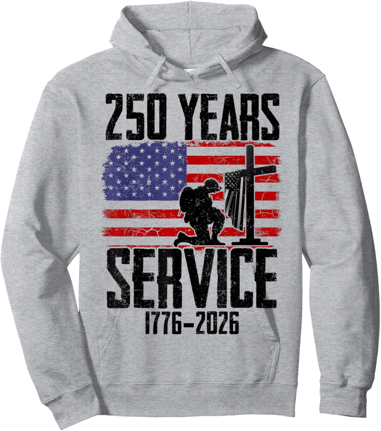 American Flag 250 Years 1776-2026 250th Birthday Patriotic Hoodie - Hoodie | Ash