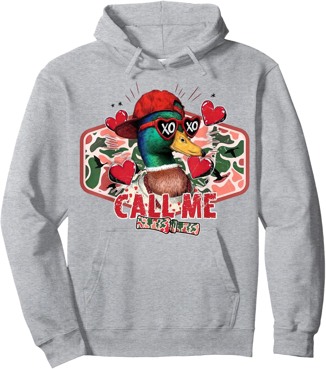 Boys Valentine Call Me Duck Hunting Kid Cute Hoodie - Hoodie | Ash