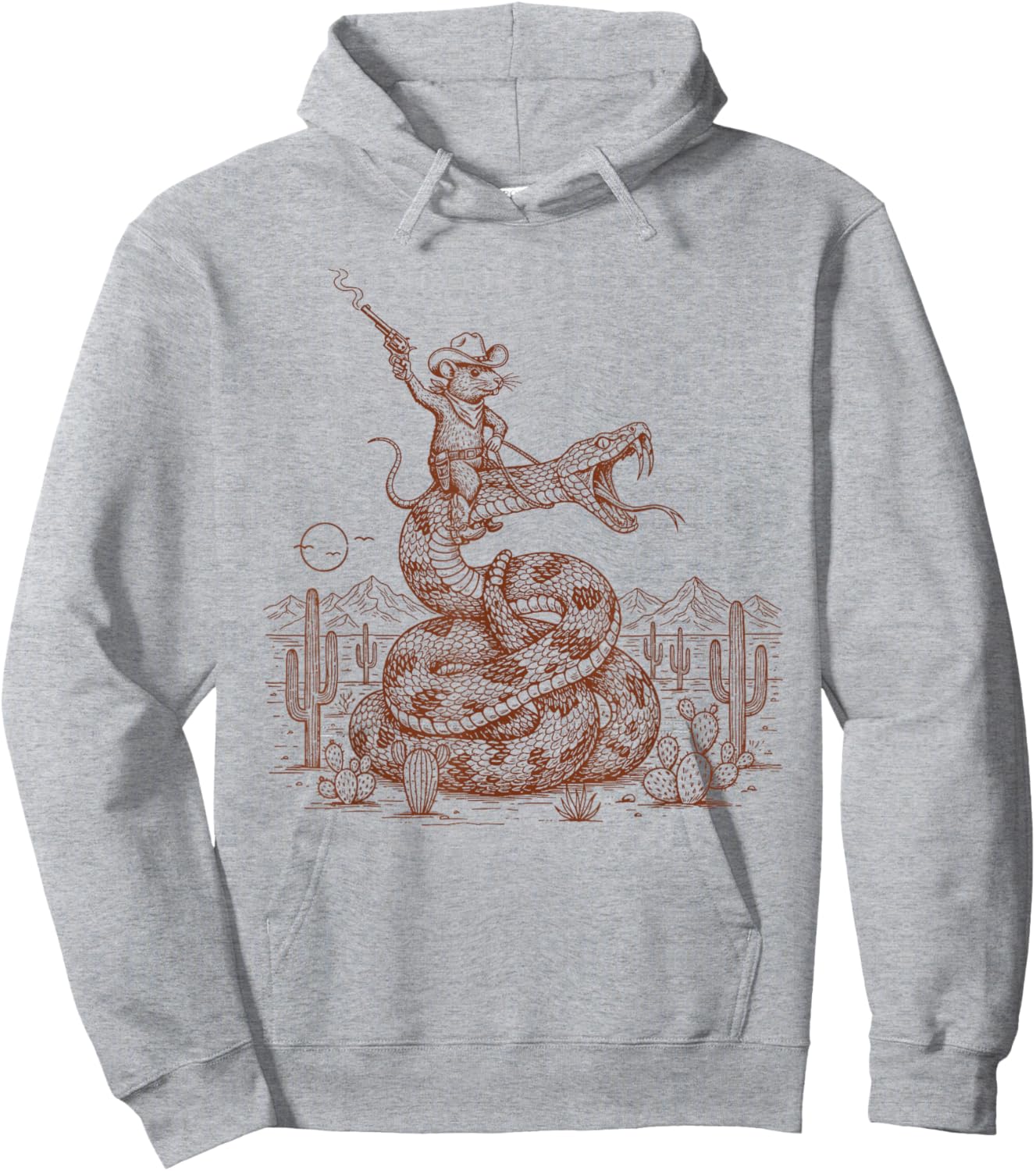 Cowboys Mouse Riding Snake Wild West Saddle Up Western Life Hoodie - Hoodie | Ash