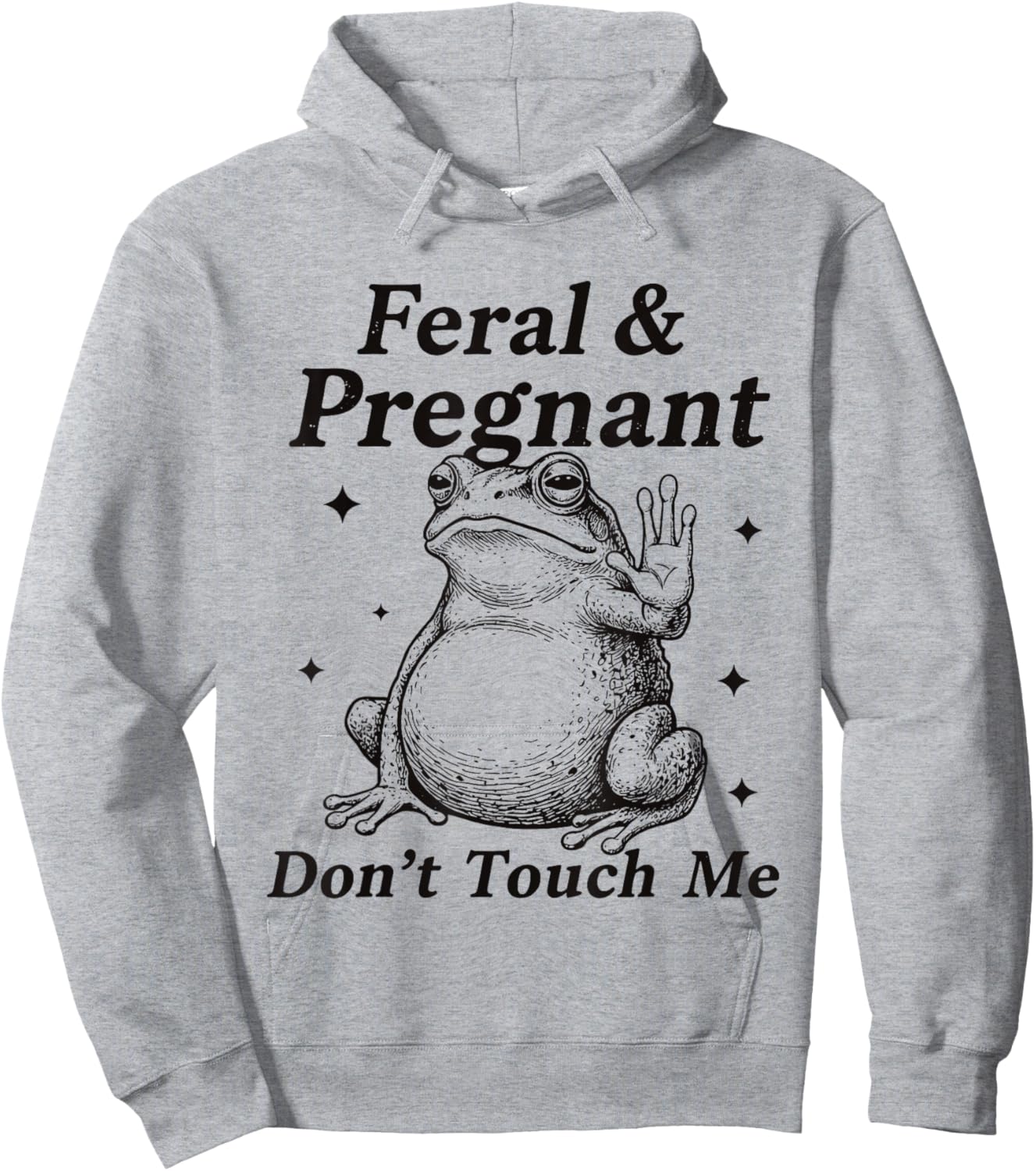 Feral and Pregnant Funny Pregnant Frog Baby Announcement Hoodie - Hoodie | Ash