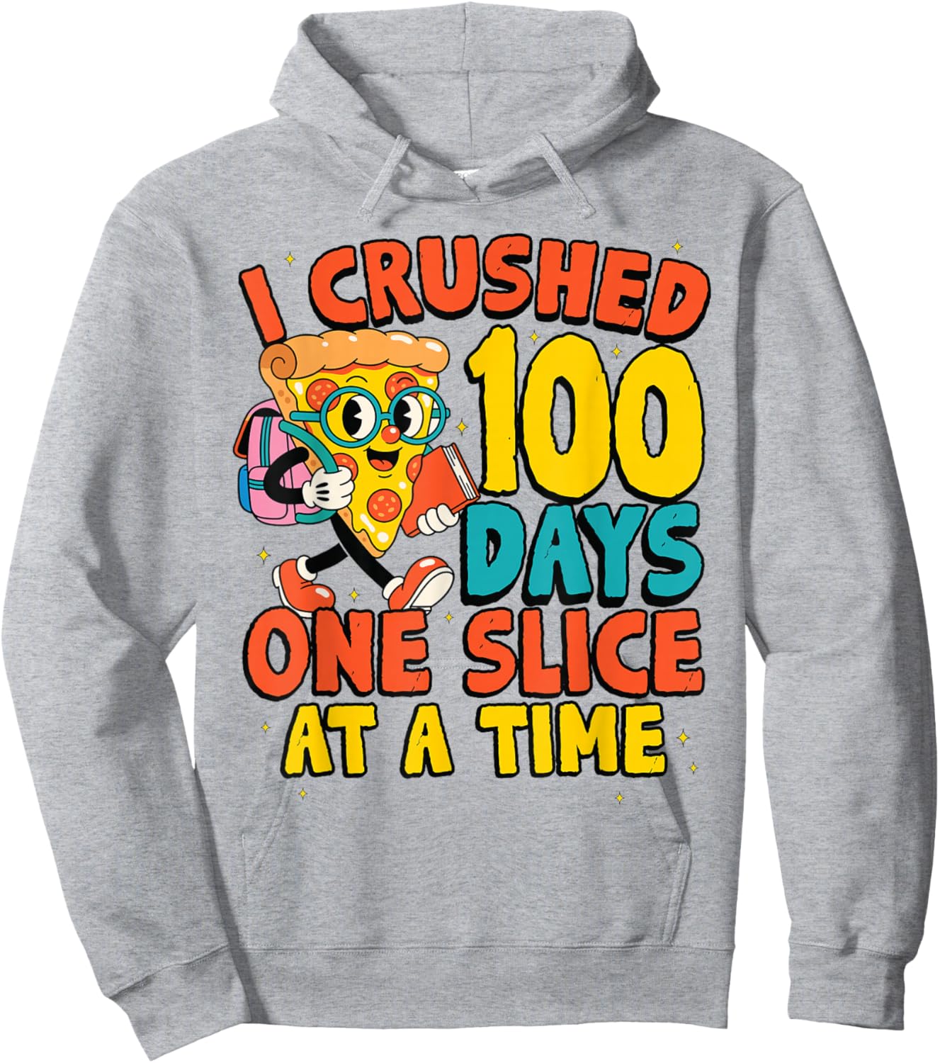 Funny 100 Days of School Pizza Slice Student Celebration Hoodie - Hoodie | Ash