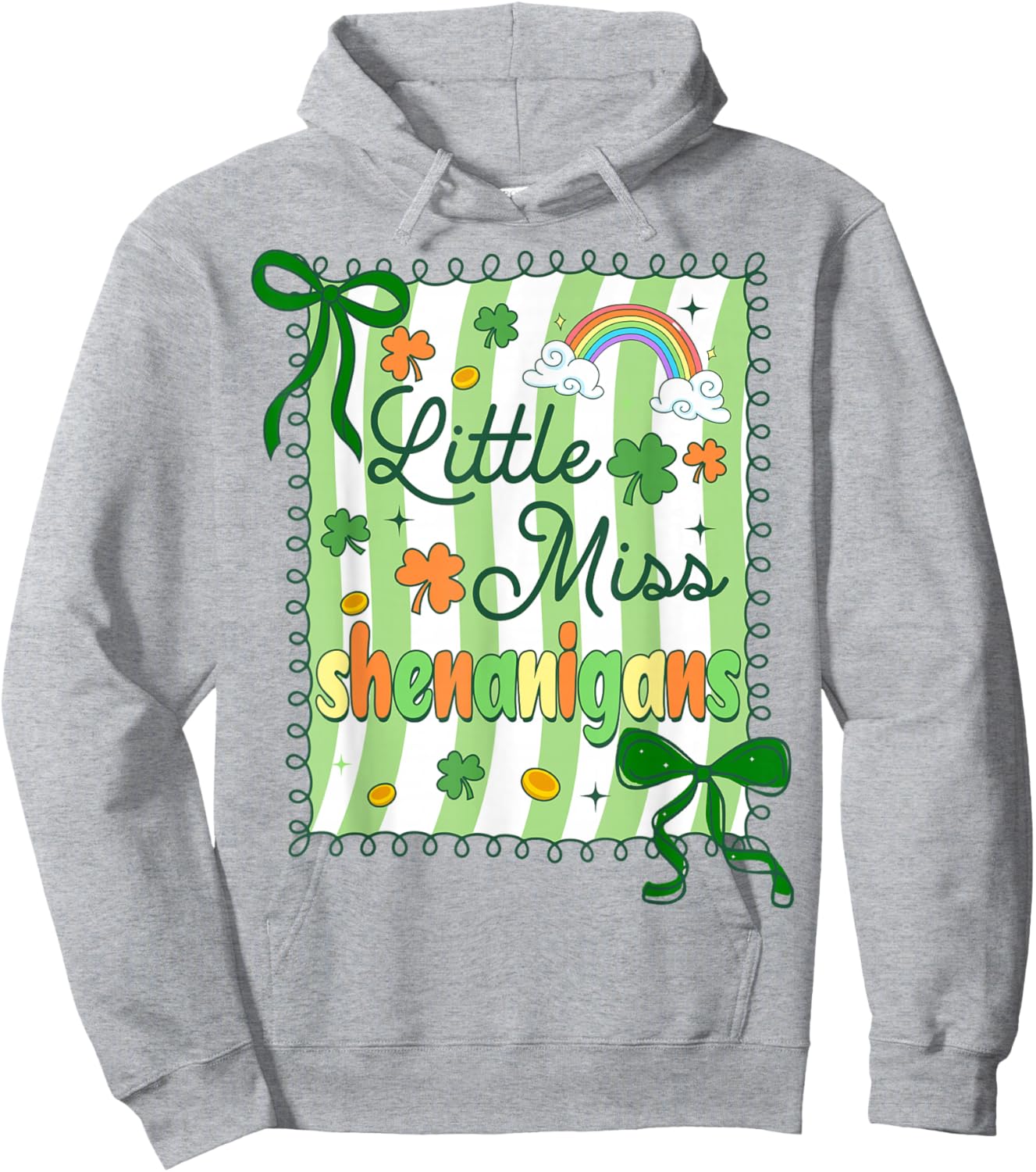 Little Miss Shenanigans St Patricks Day Bow Kid Girl Toddler Hoodie - Hoodie | Ash