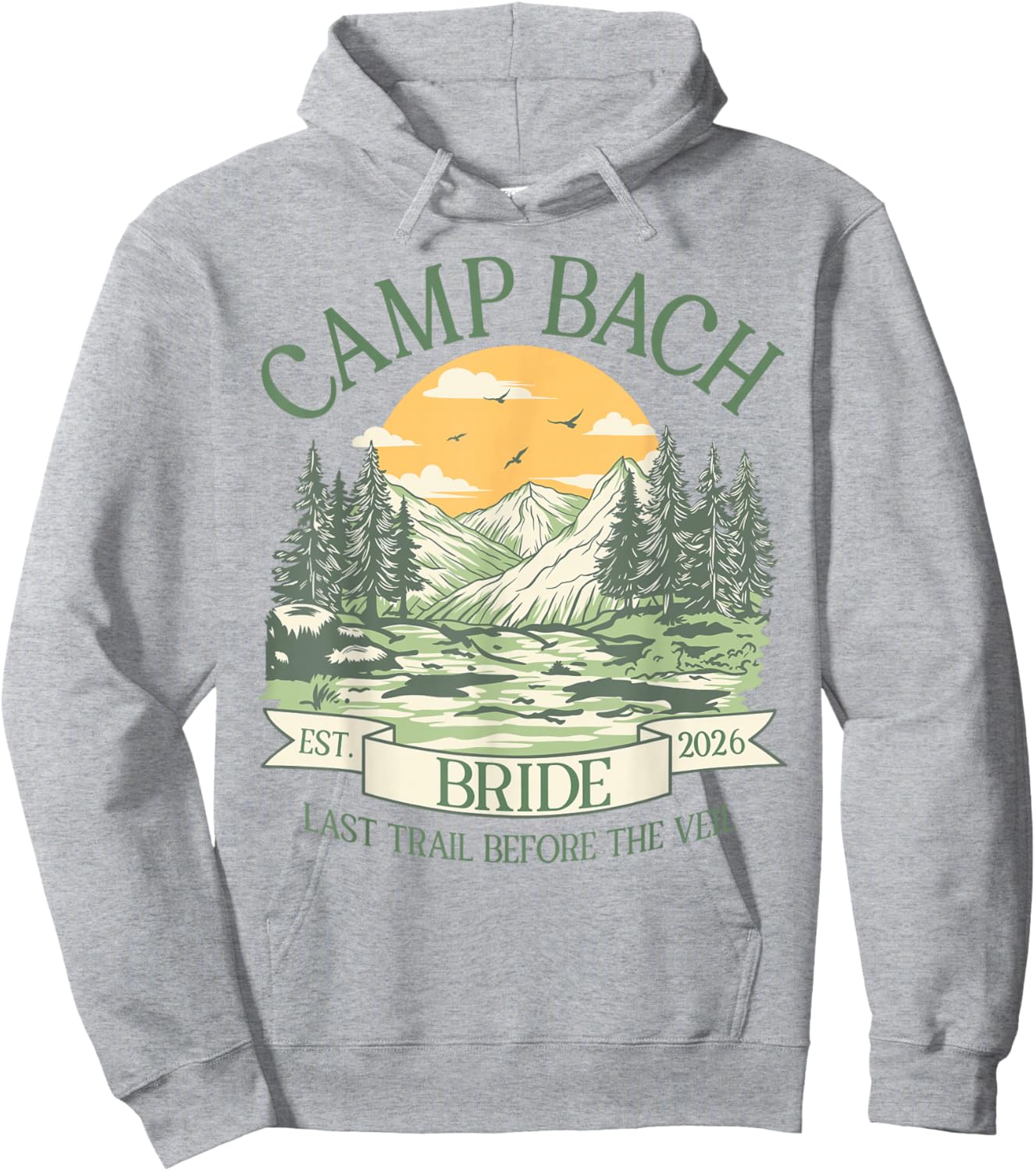 Camp Bach Est 2026 Retro Camping Bachelorette Bride Hoodie - Hoodie | Ash